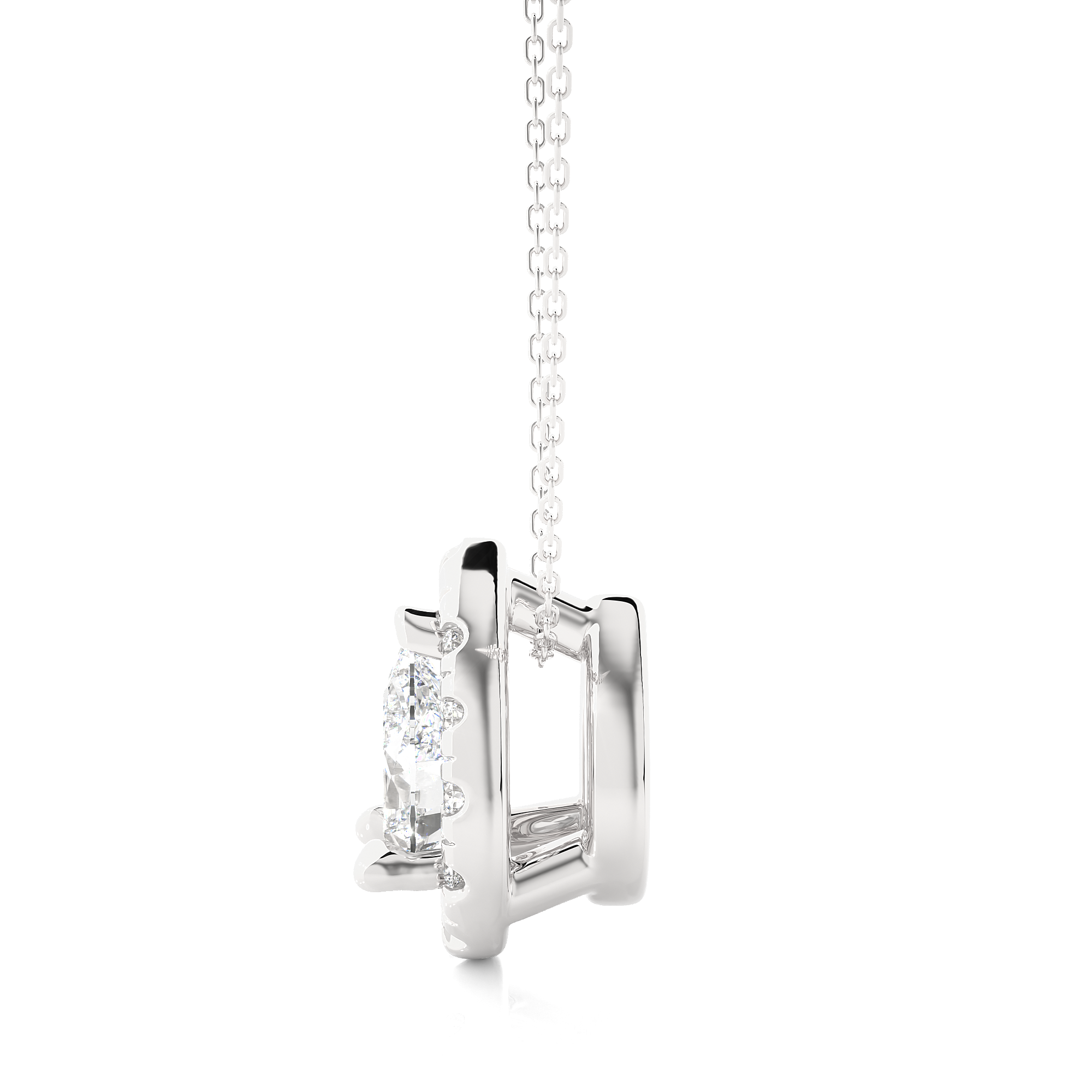 Pear Cut Lab Diamond Halo Pendant Necklace