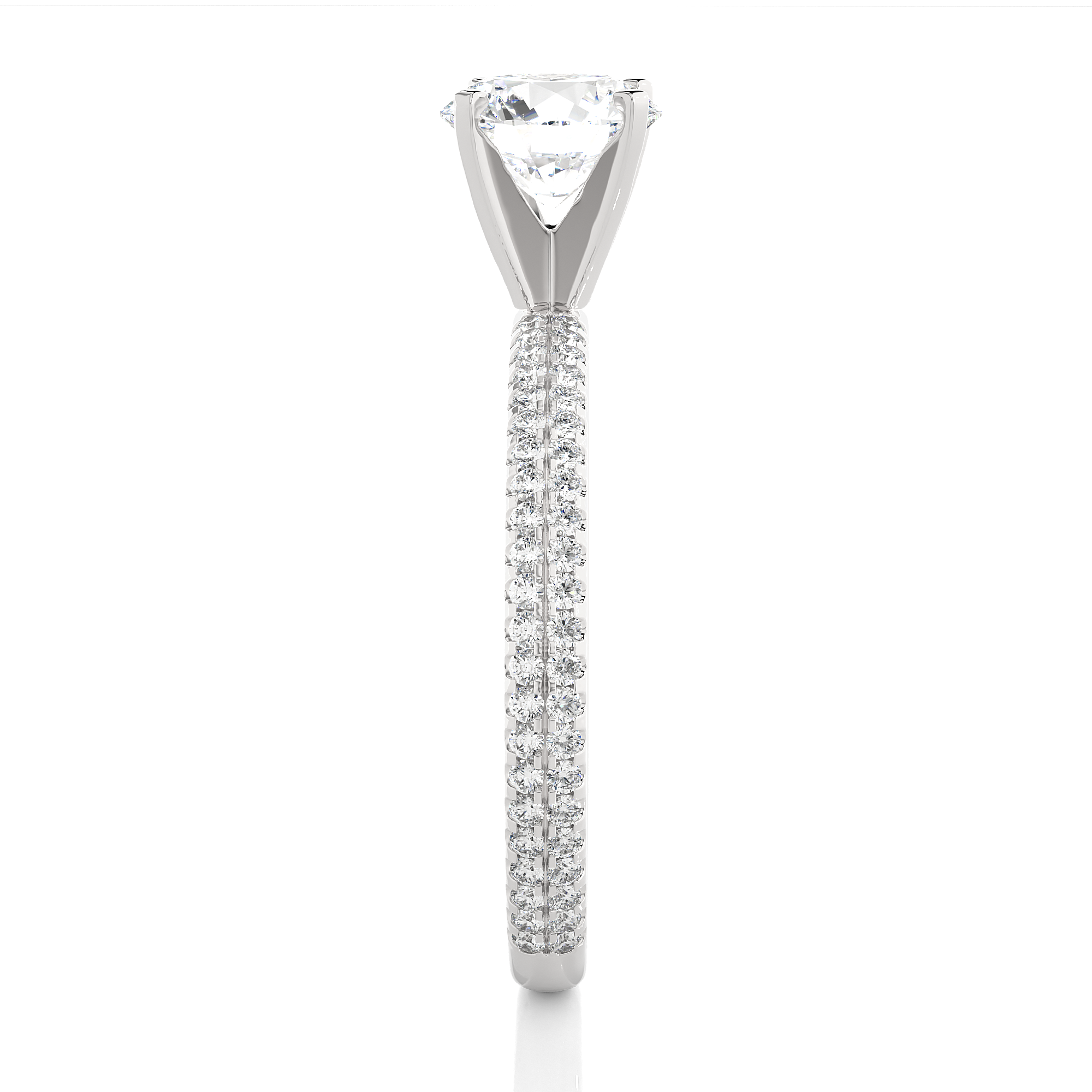 Round Lab Grown Diamond Pave Engagement Ring