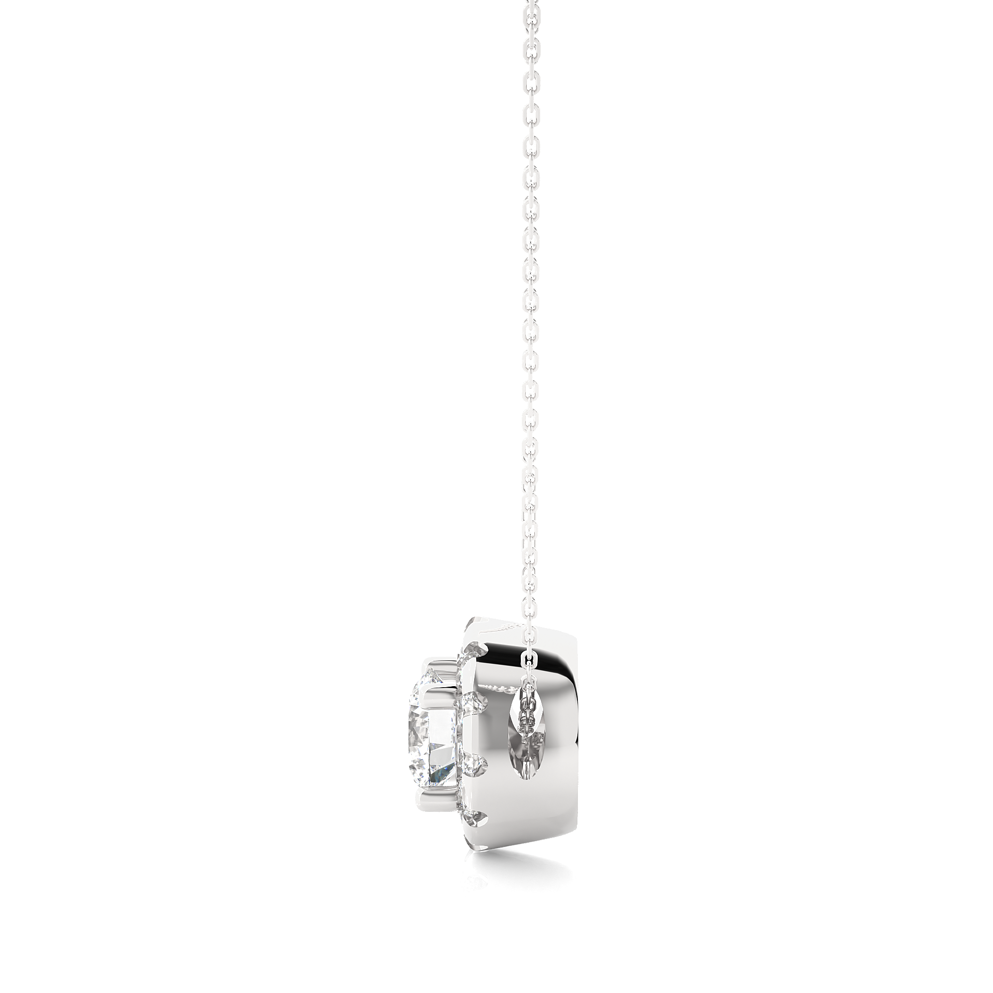 Round Halo Lab Diamond Pendant Necklace