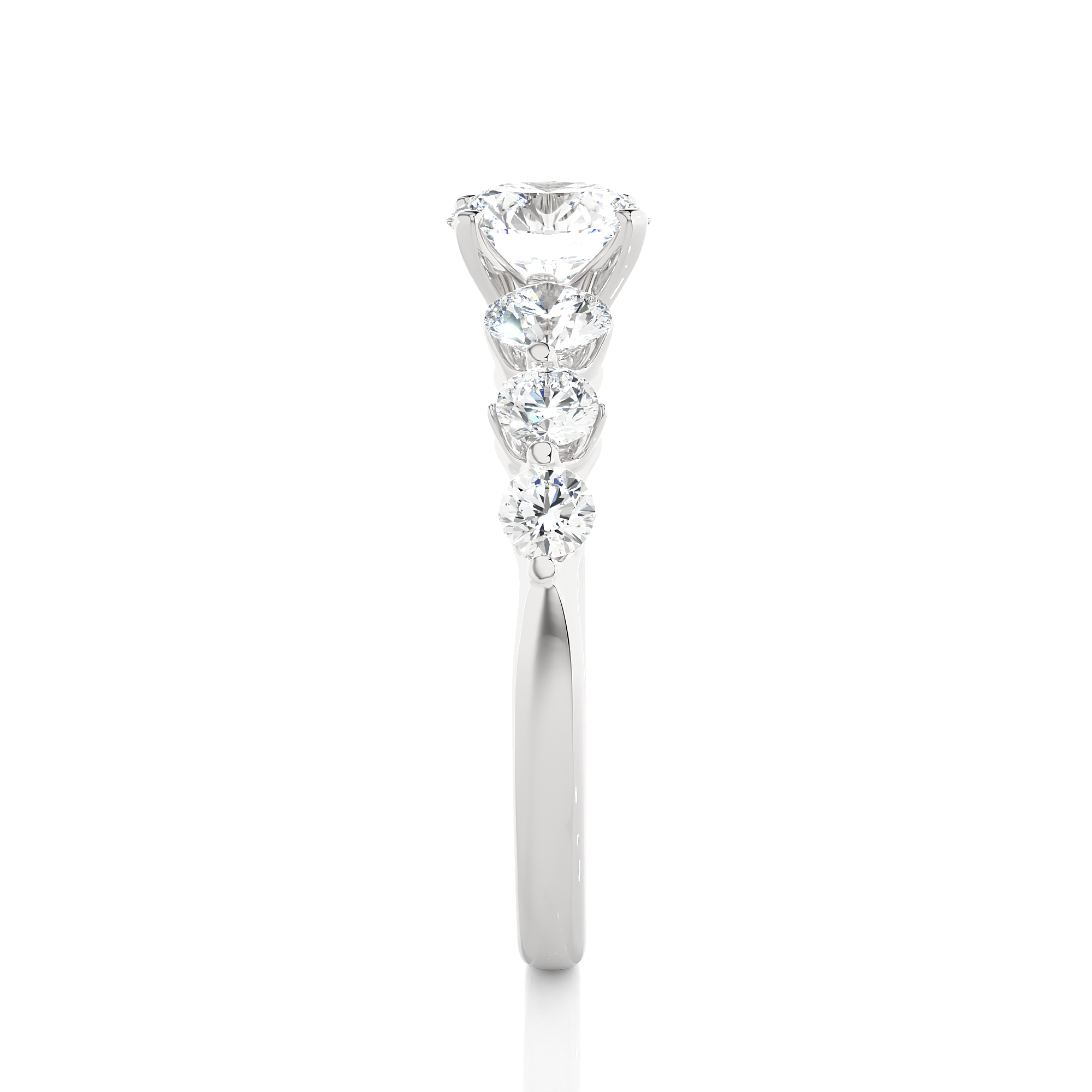 Round Lab Grown Diamond Five Stone Engagement Ring