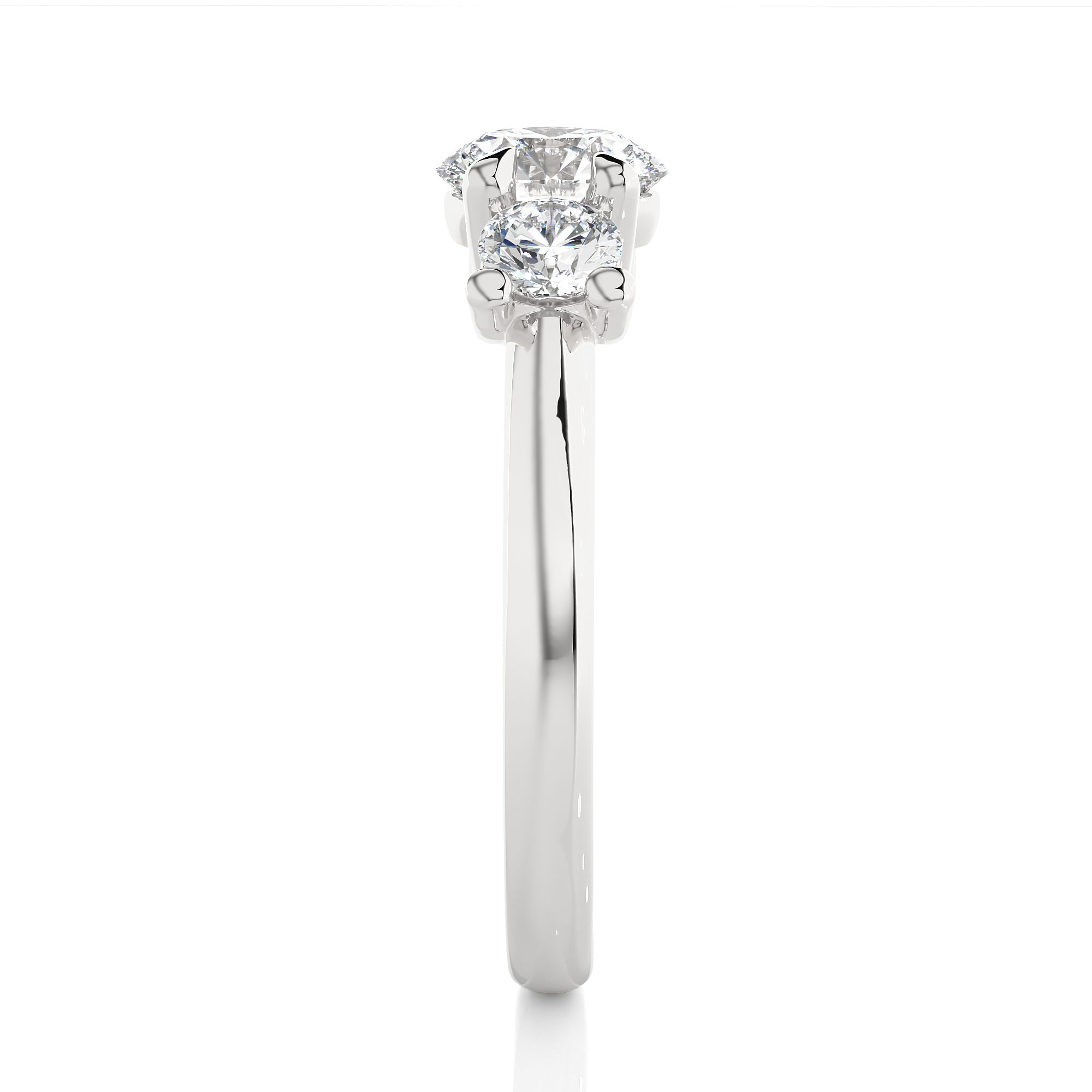 Classic Basket Set Lab Diamond Three Stone Engagement Ring