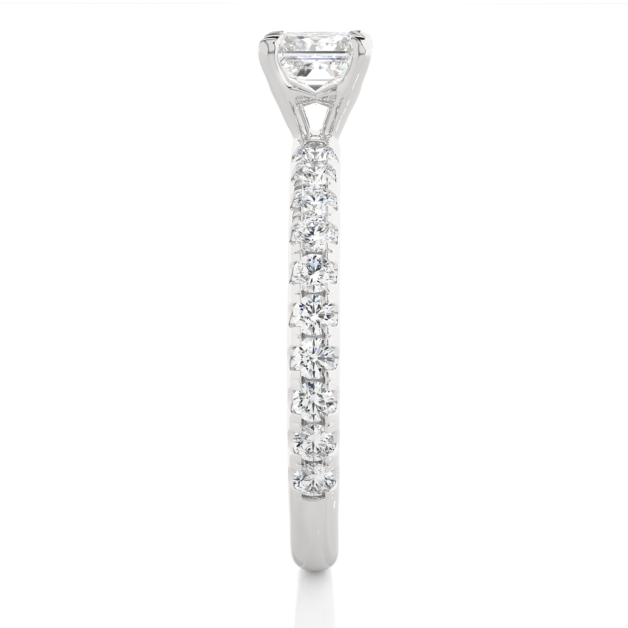 Princess Cut Lab Diamond Pavé Engagement Ring
