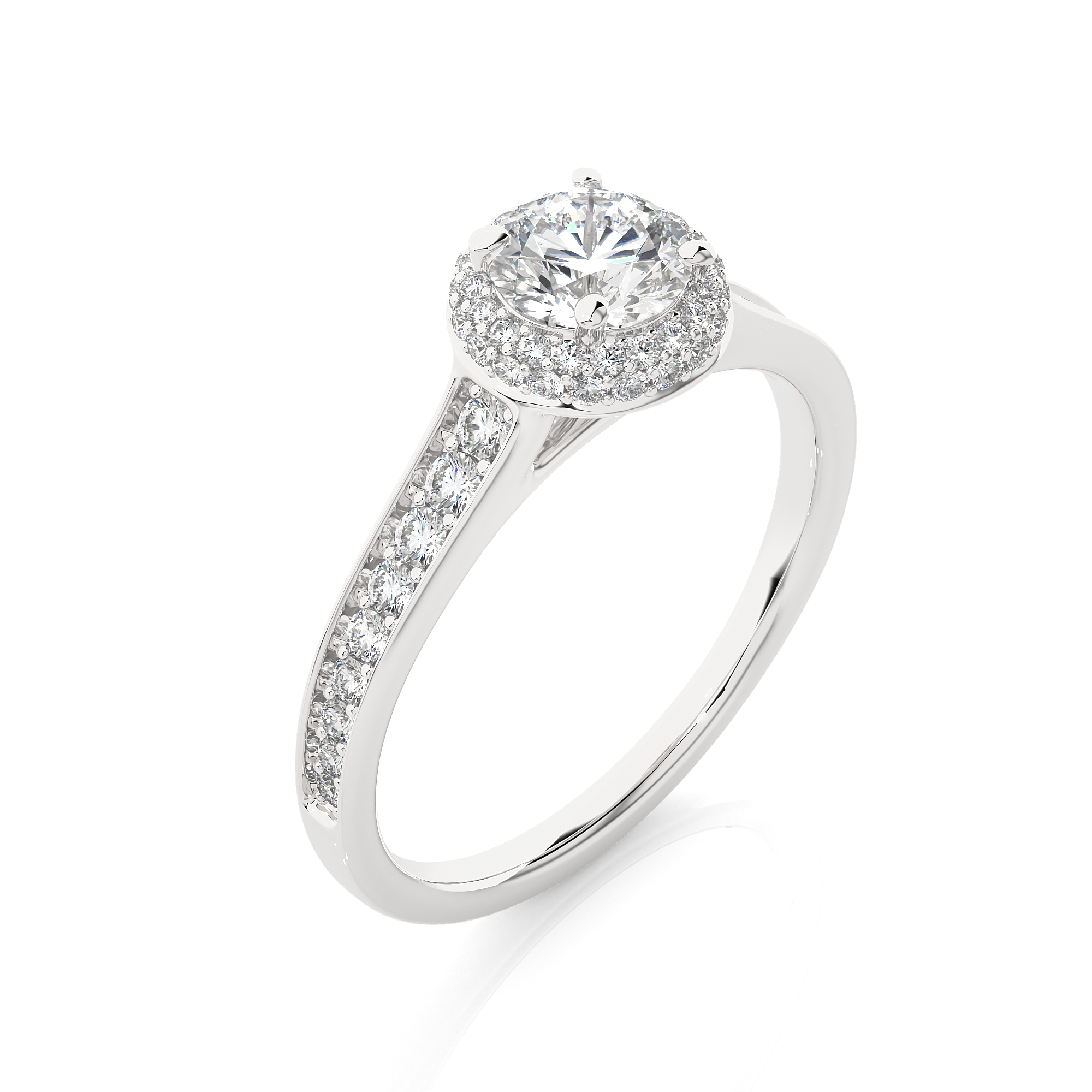 Round Lab Grown Diamond Halo Engagement Ring