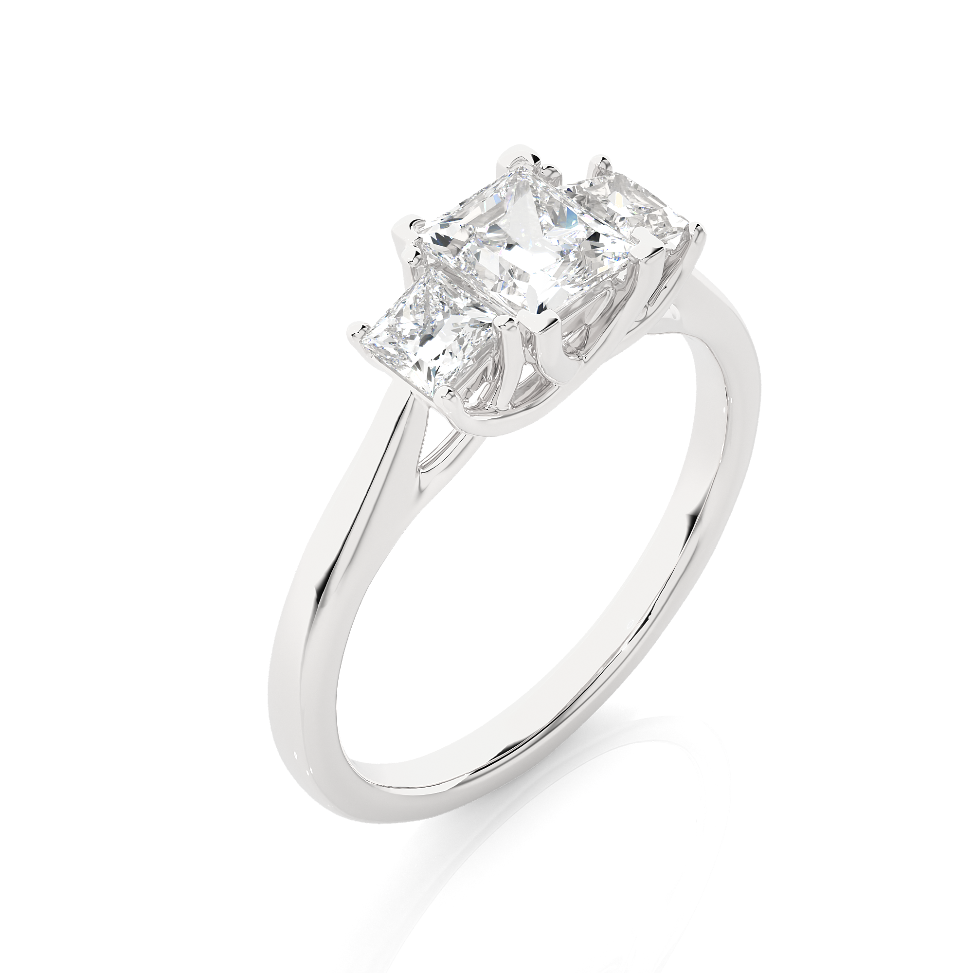 Three Stone Princess Lab Diamond Engagement Ring
