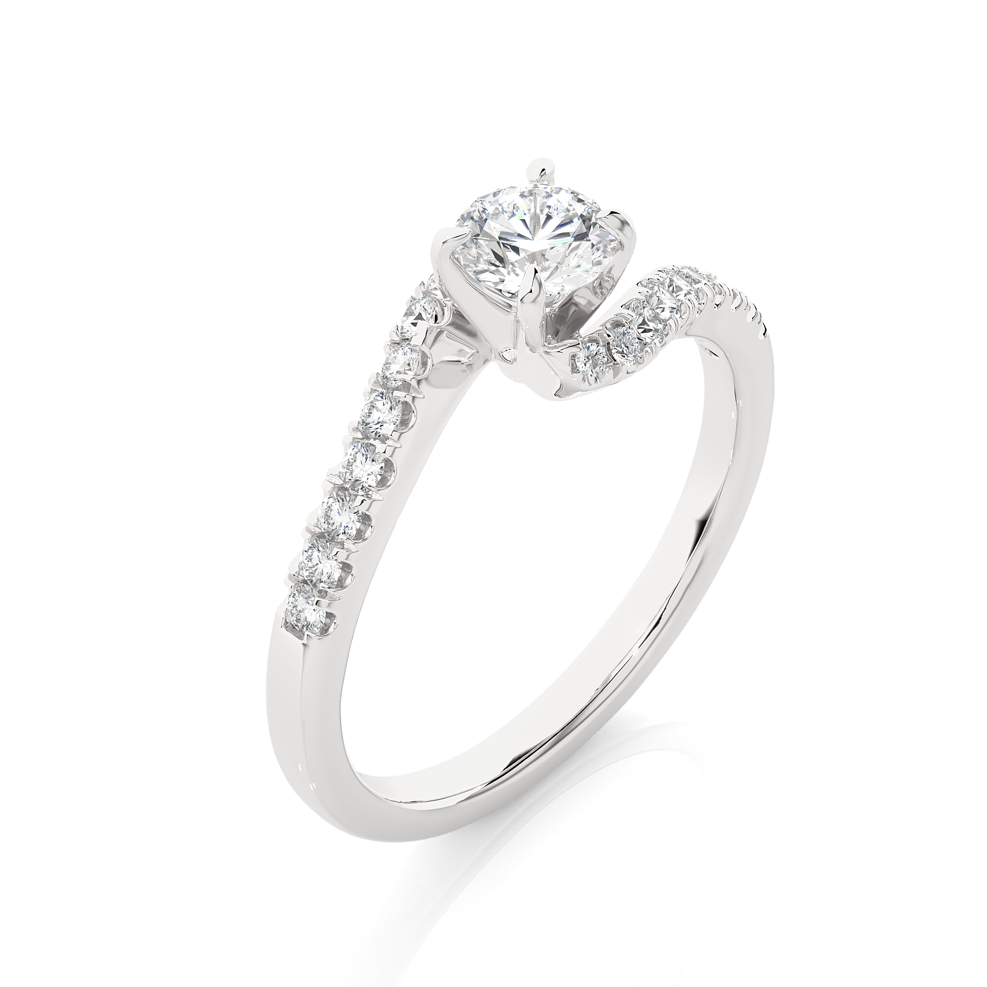 Round Lab Grown Diamond Twist Split Shank Engagement Ring