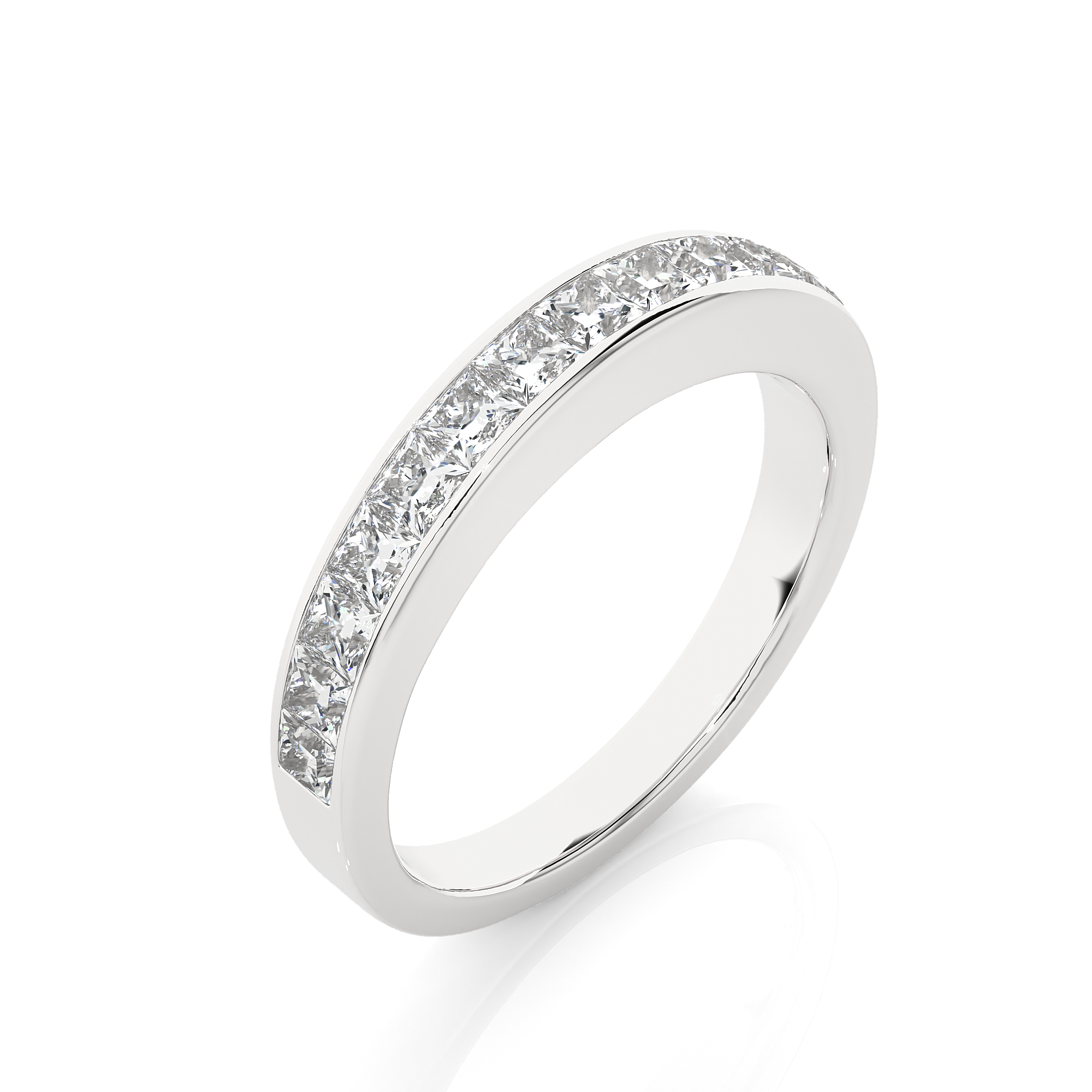 Channel Set Princess Cut Lab Grown Diamond Wedding Band
