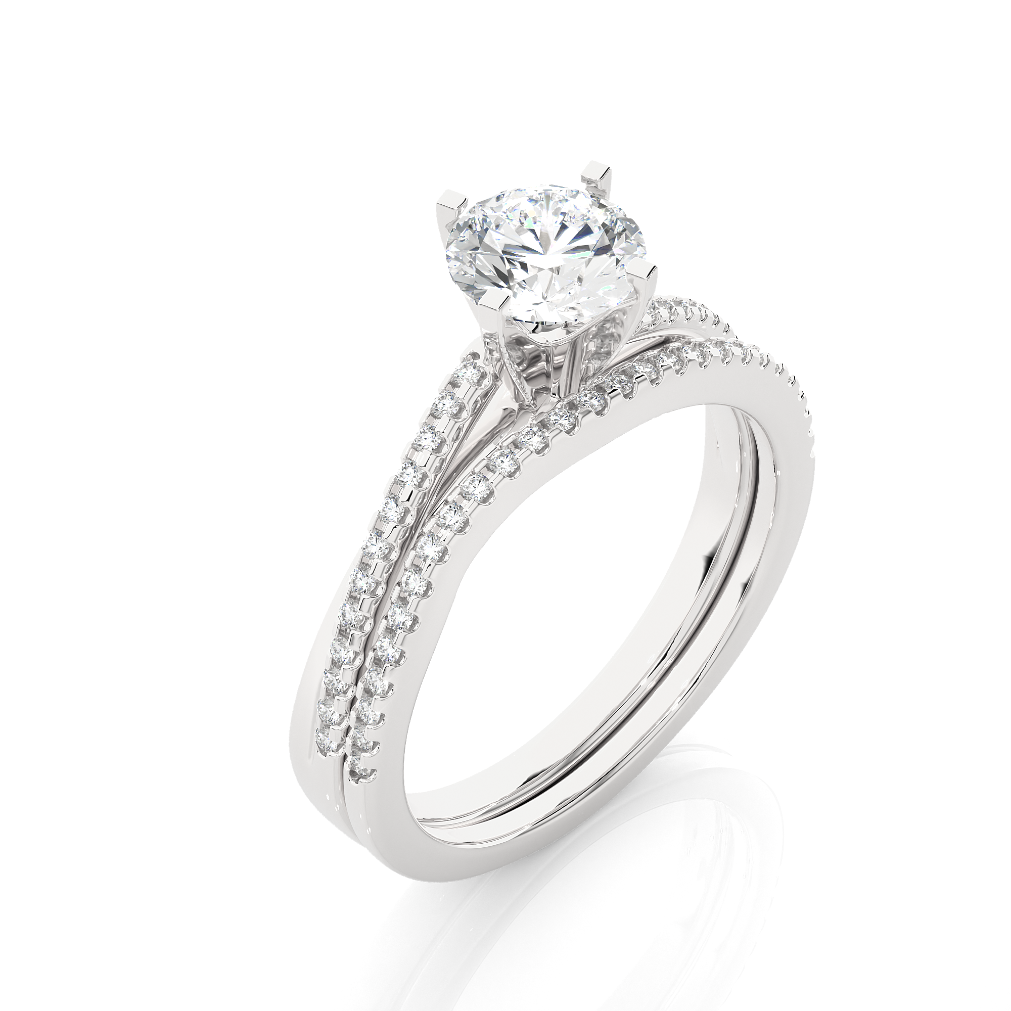 Round Cut Diamond Engagement Ring Set