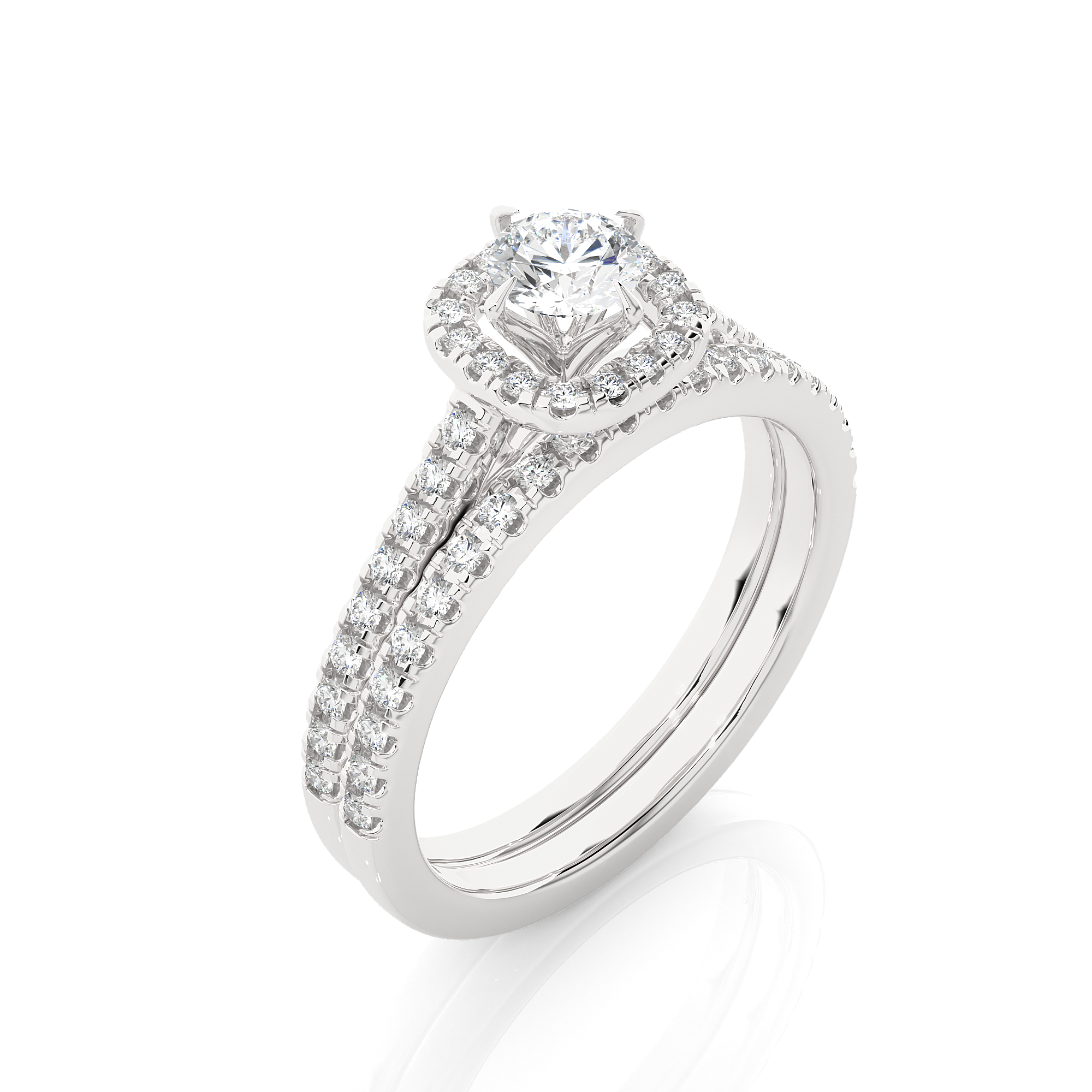 Round Lab Grown Diamond Halo Engagement Ring