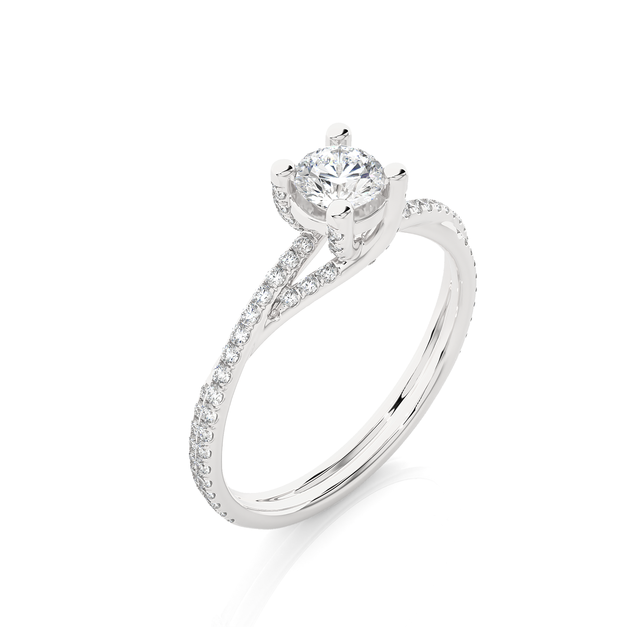 Round Cut Lab Grown Diamond Split Shank Engagement Ring