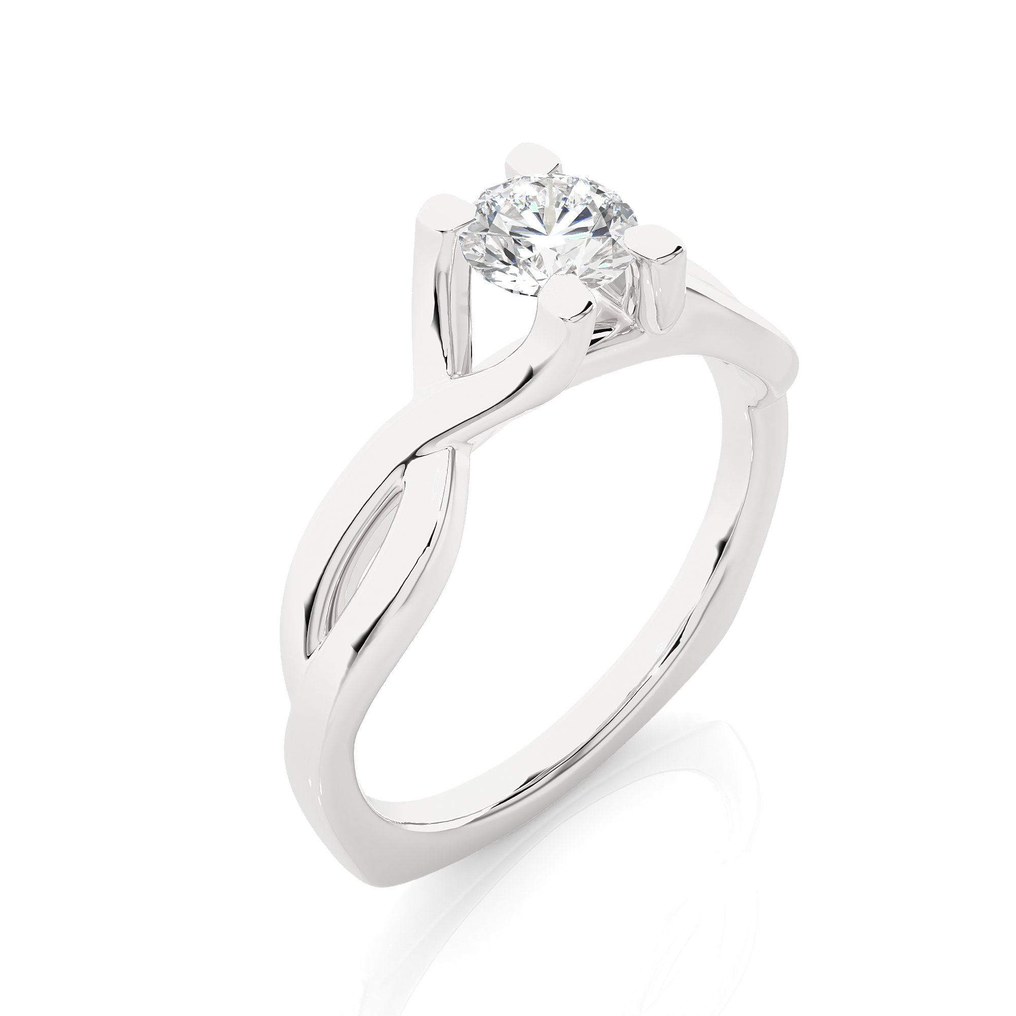 Twisted Shank Diamond Solitaire Engagement Ring