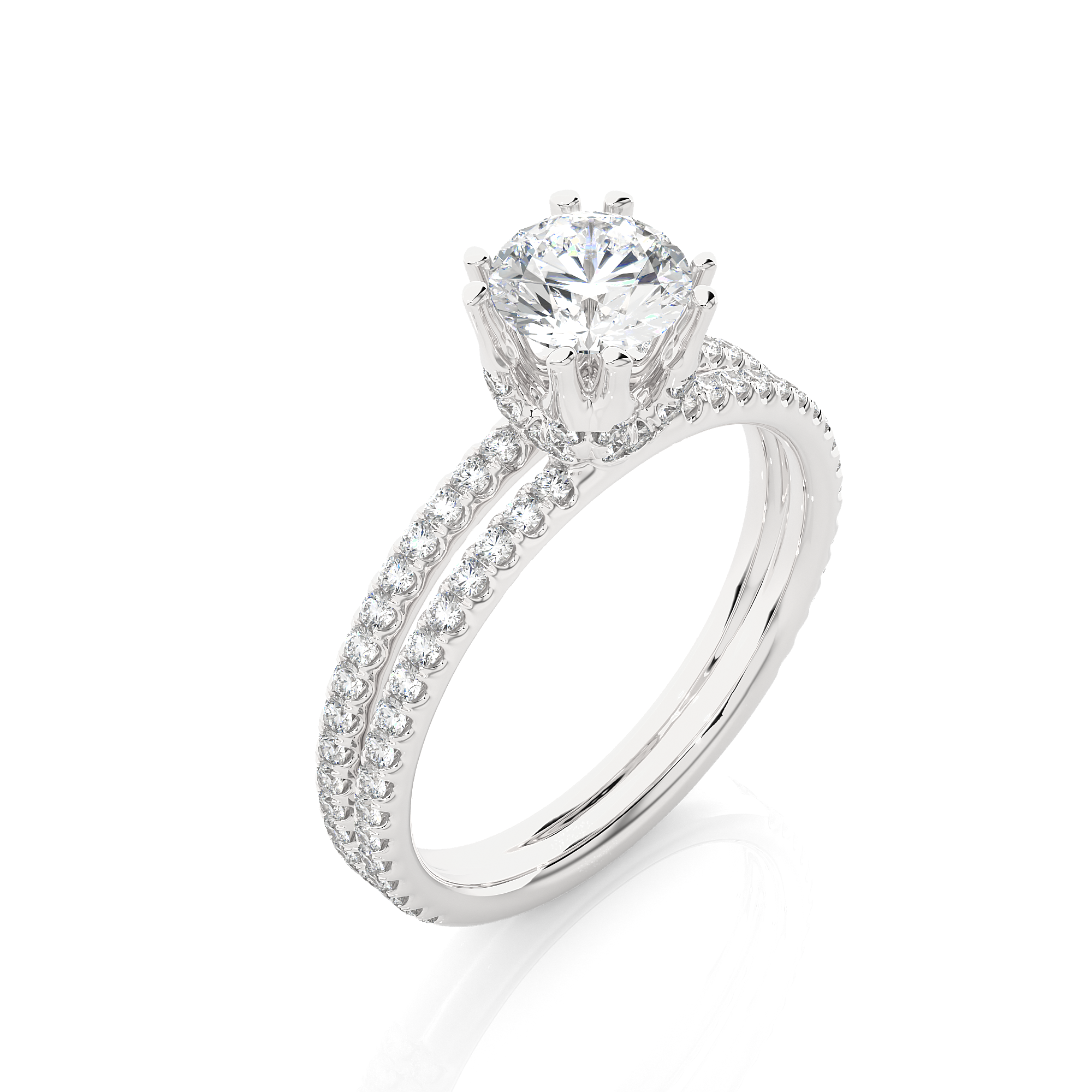 Round Lab Grown Diamond Engagement Ring With Split Shank Band