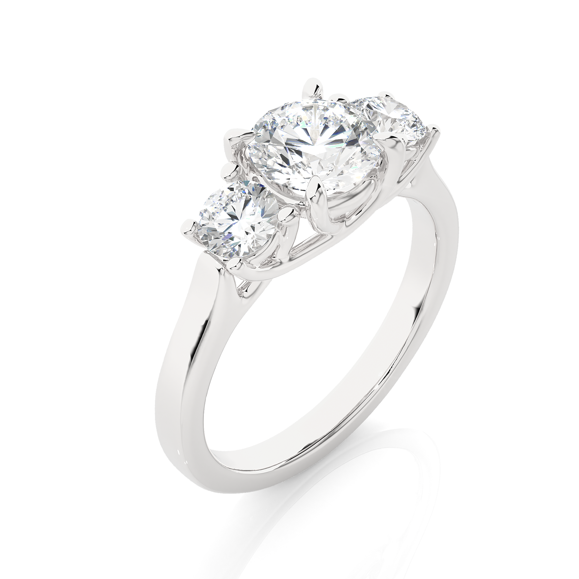 Round Lab Grown Diamond Three Stone Ring