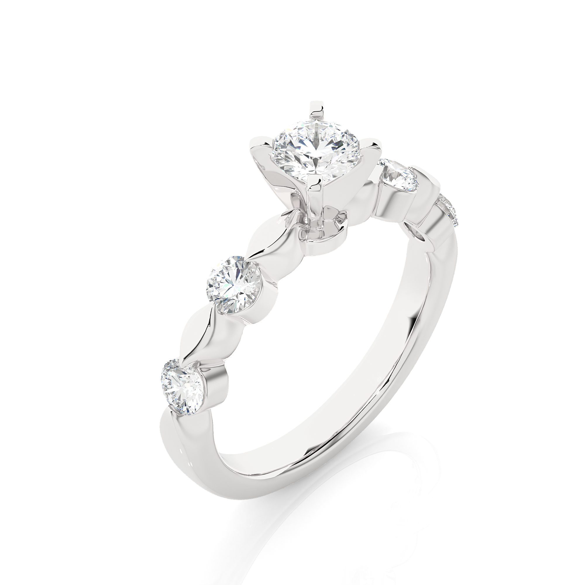 Leaf Inspired Lab Grown Diamond Engagement Ring