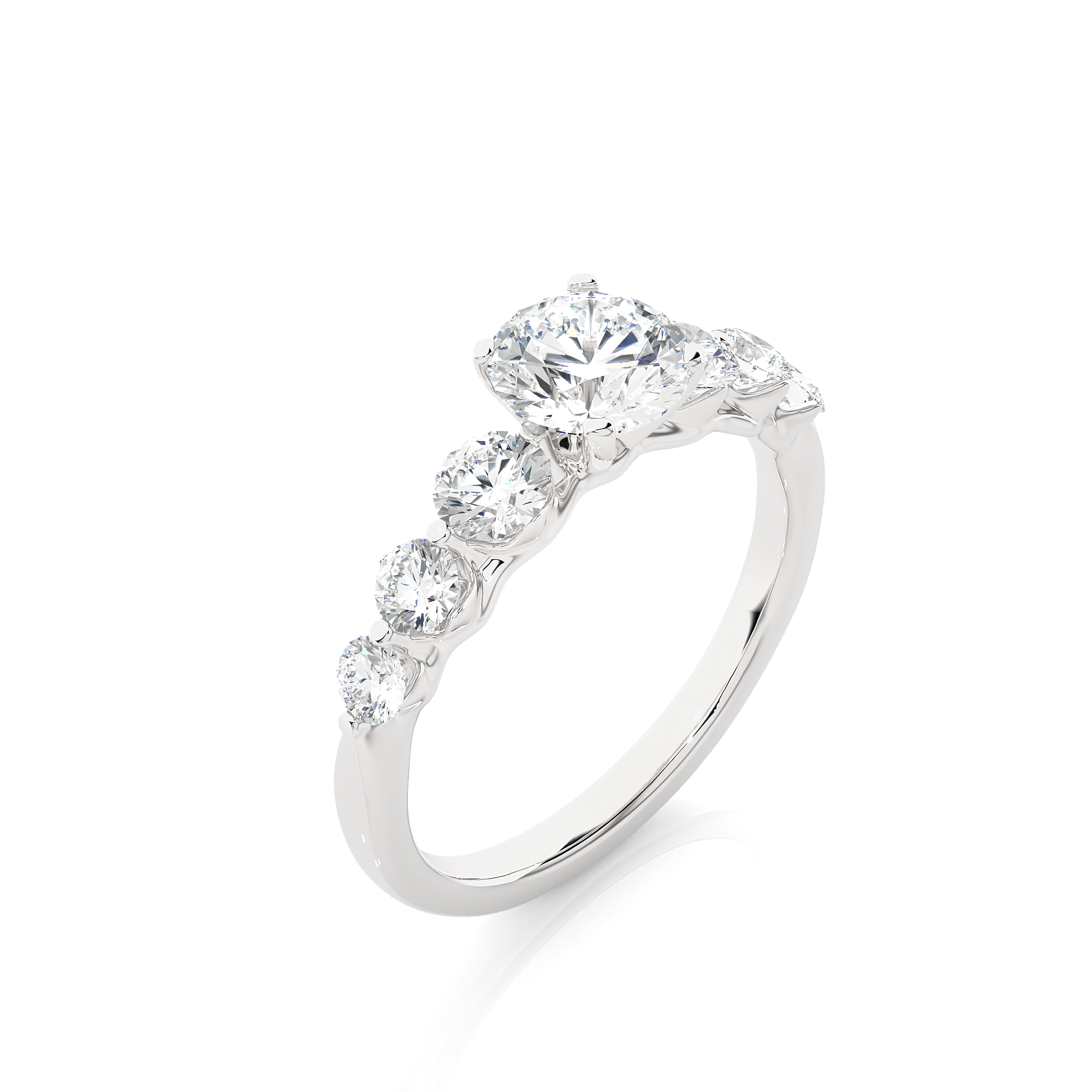Round Lab Grown Diamond Five Stone Engagement Ring