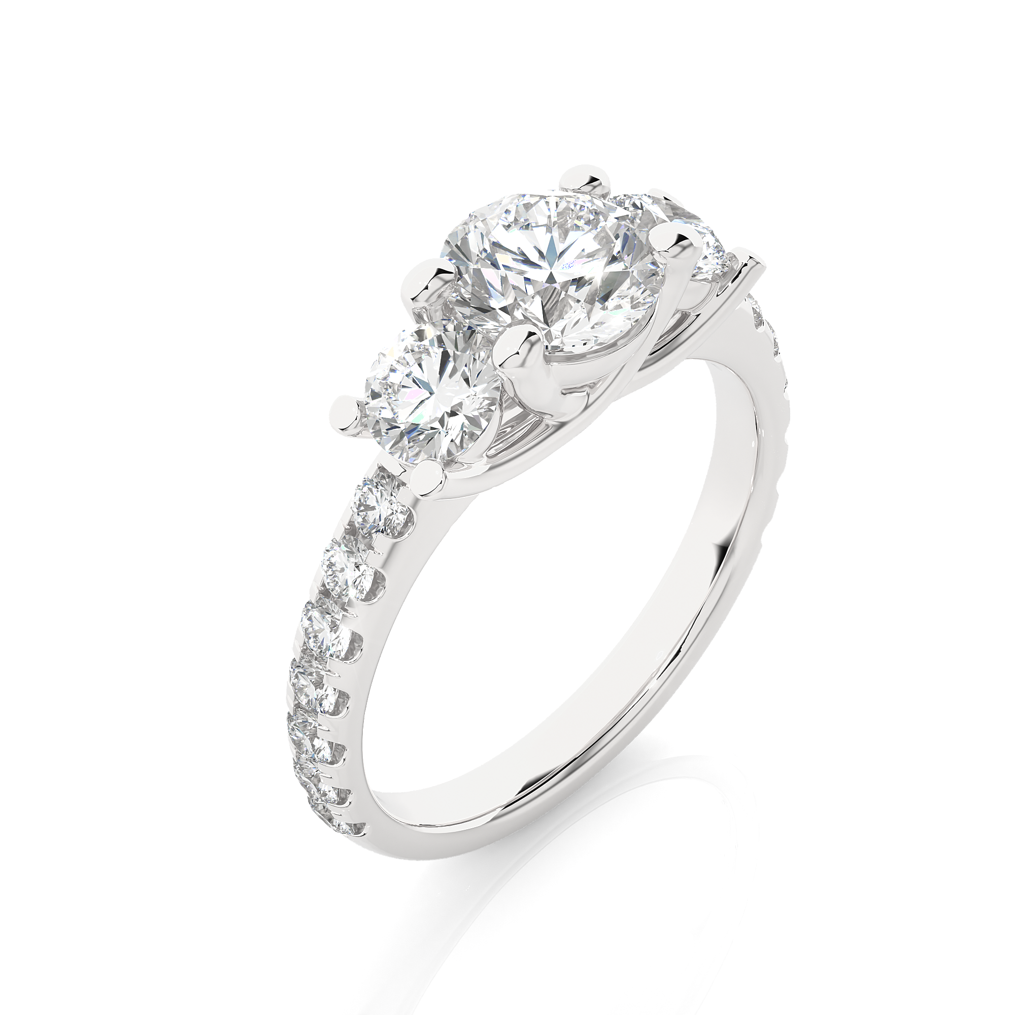 Round Lab Grown Diamond Gold Engagement Ring