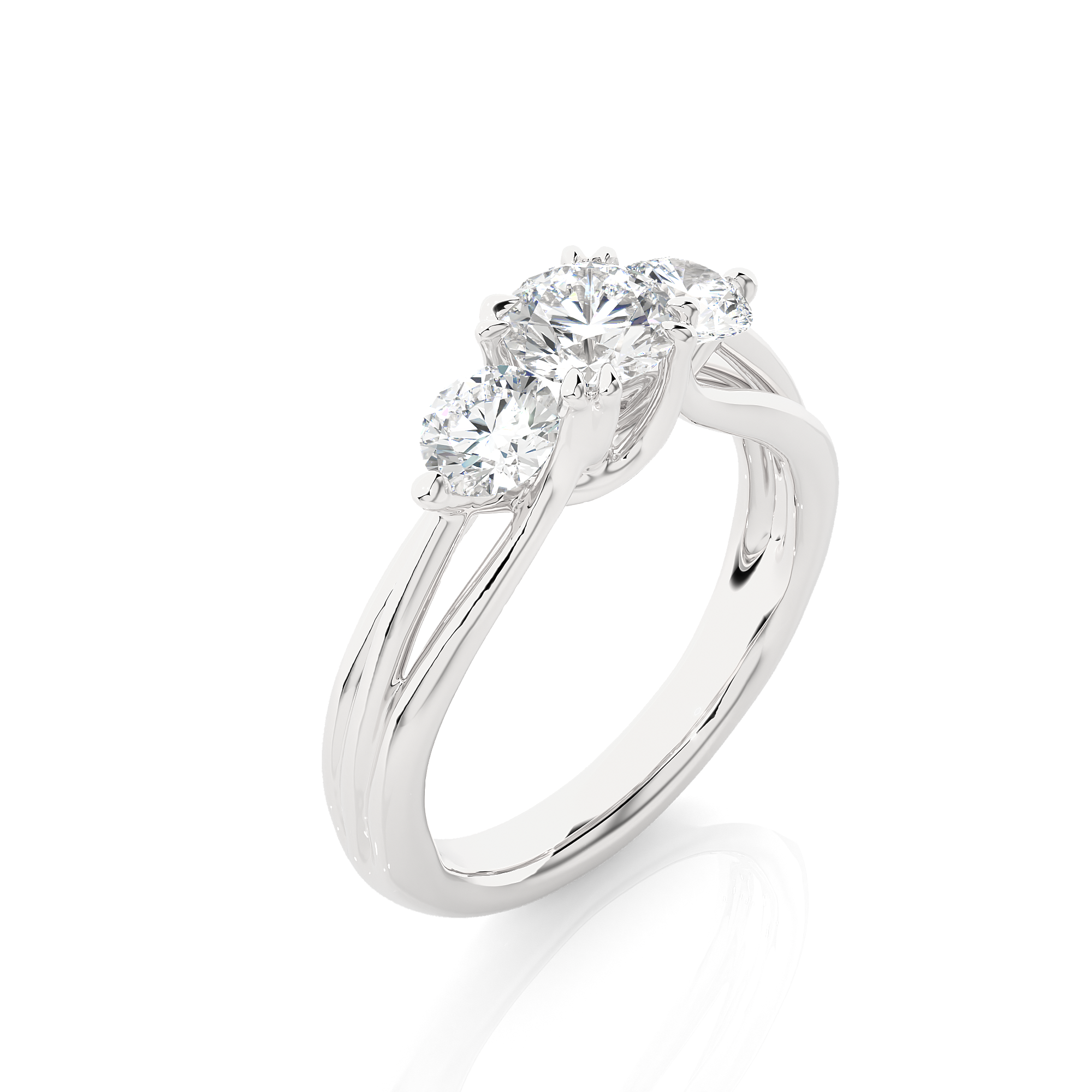 Classic Round Diamond Three Stone Engagement Ring