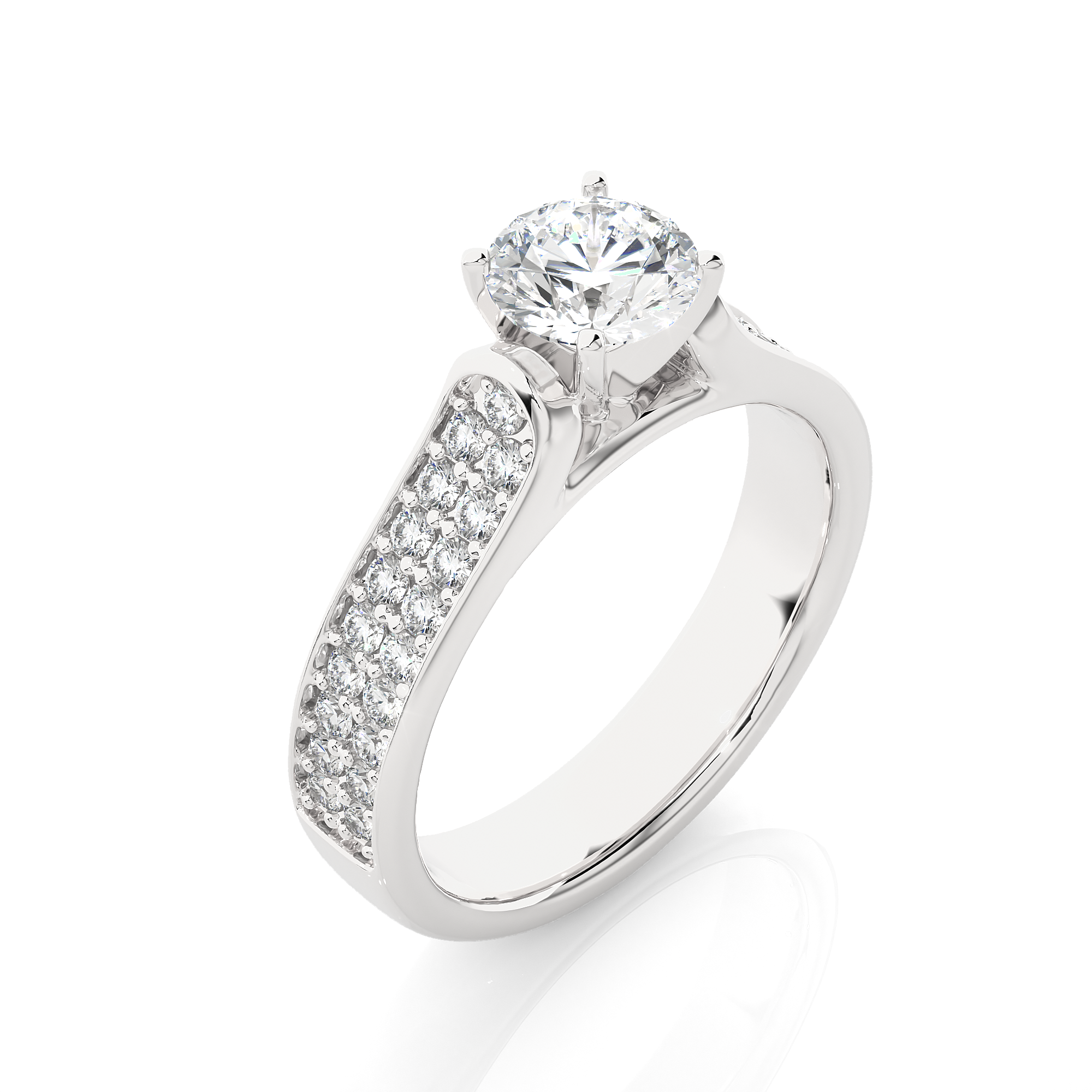 Round Lab Grown Diamond Pave Engagement Ring