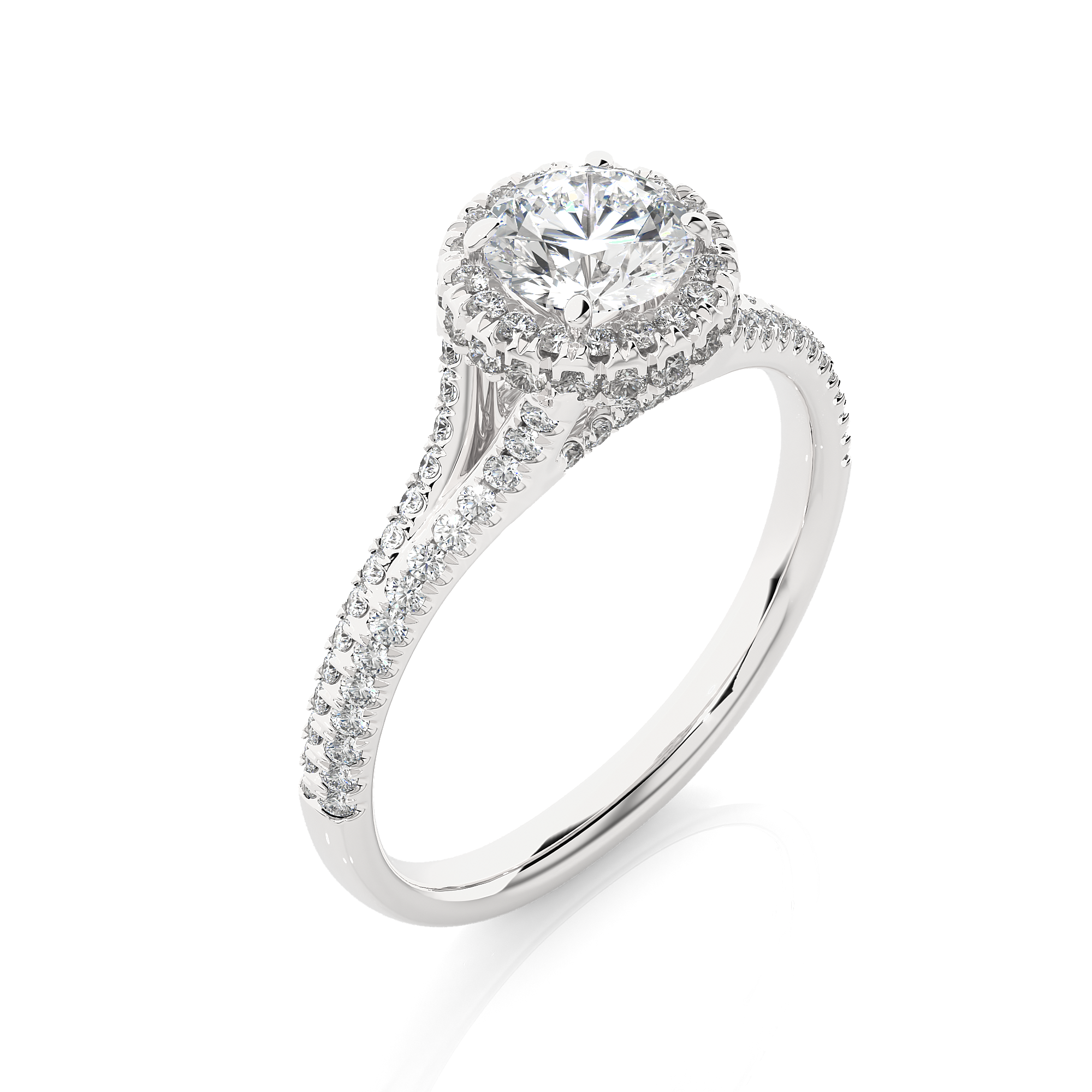 Round Lab Grown Diamond Halo Engagement Ring