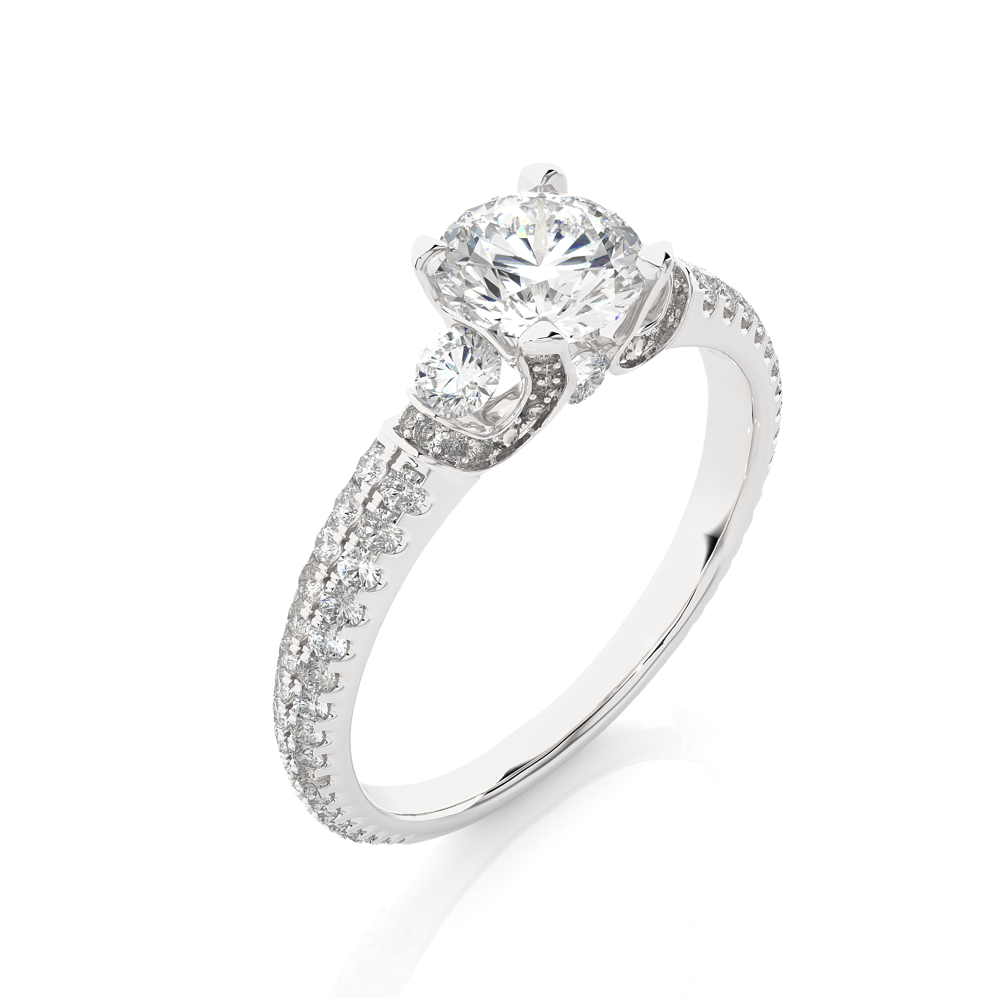 Three Stone Lab Grown Diamond Engagement Ring