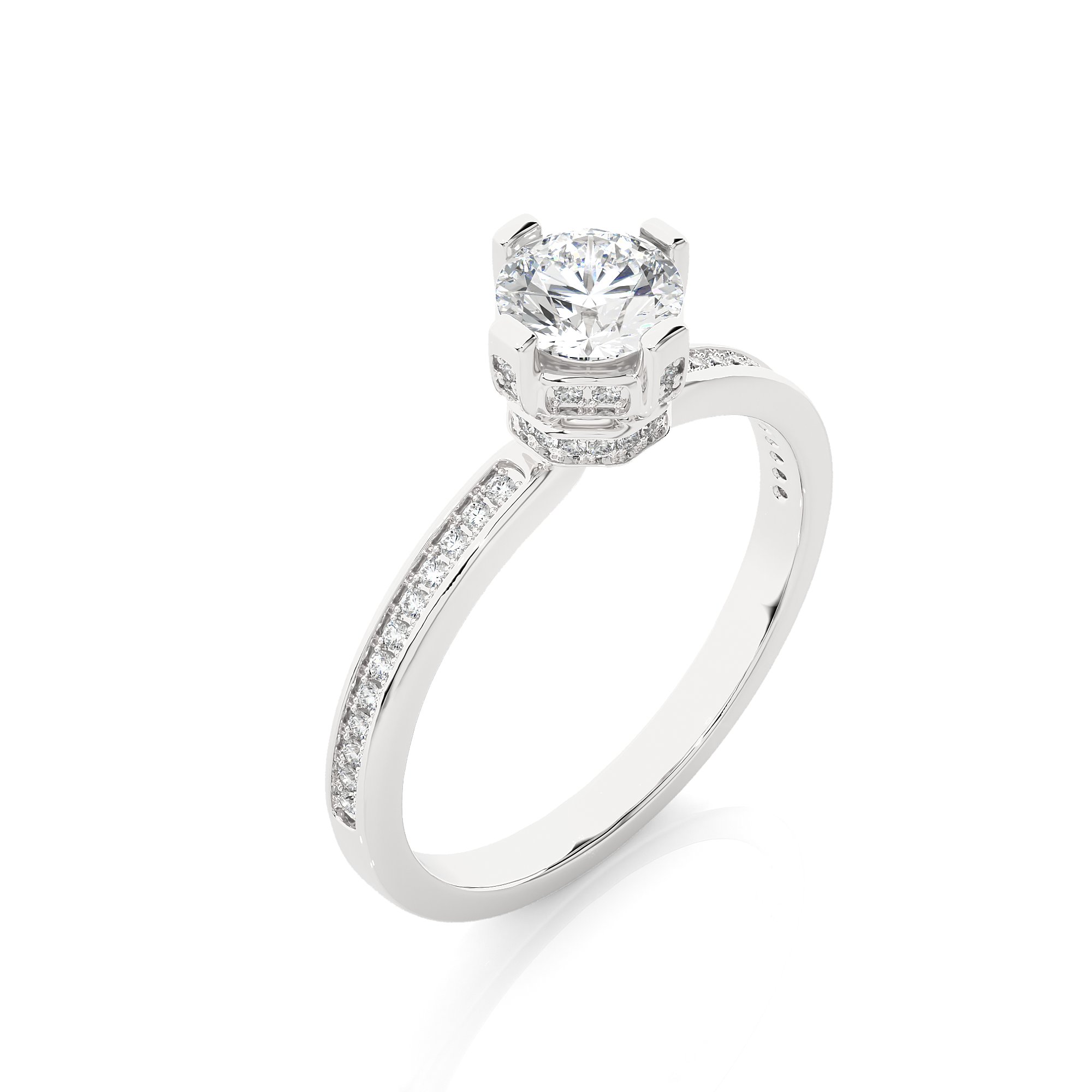 Round Lab Grown Diamond Hidden Halo Engagement Ring