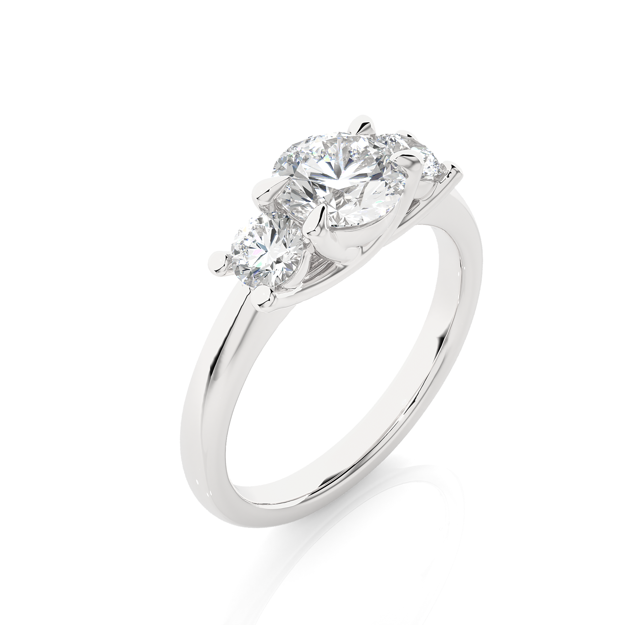 Classic Basket Set Lab Diamond Three Stone Engagement Ring