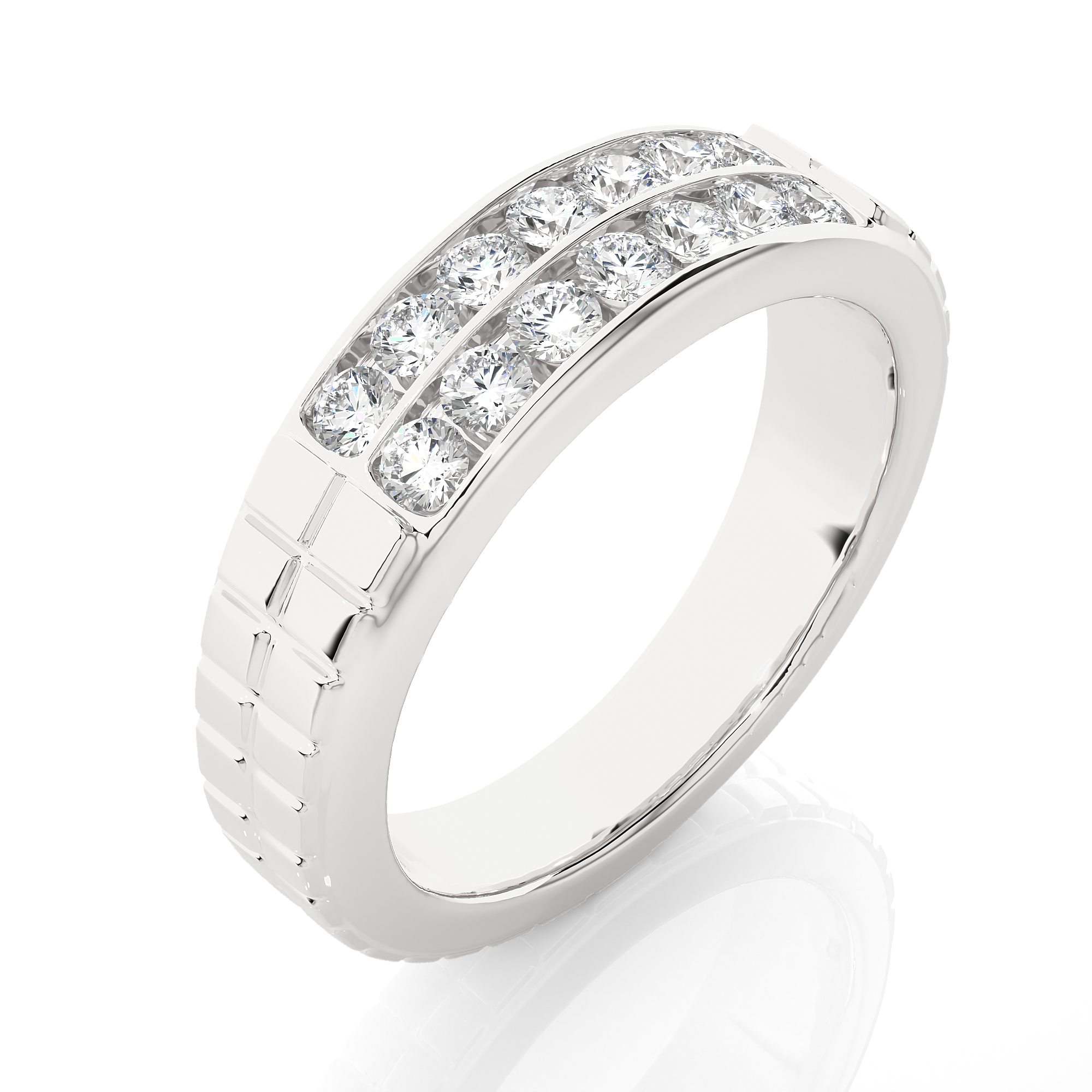 Men’s Lab Diamond Double Row Wedding Band