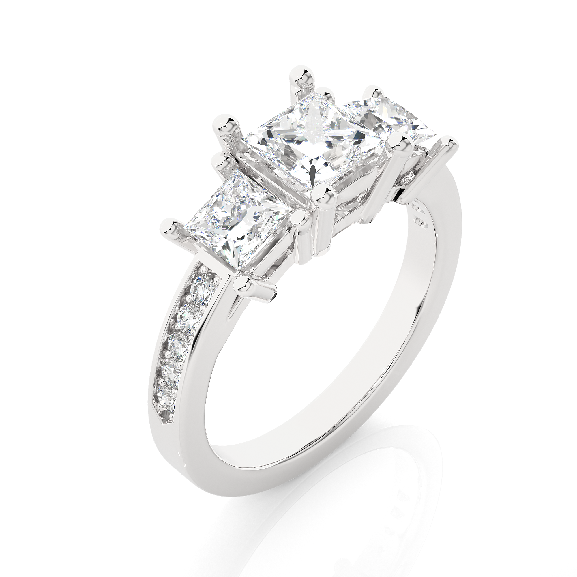 Three Stone Princess Lab Grown Diamond Engagement Ring