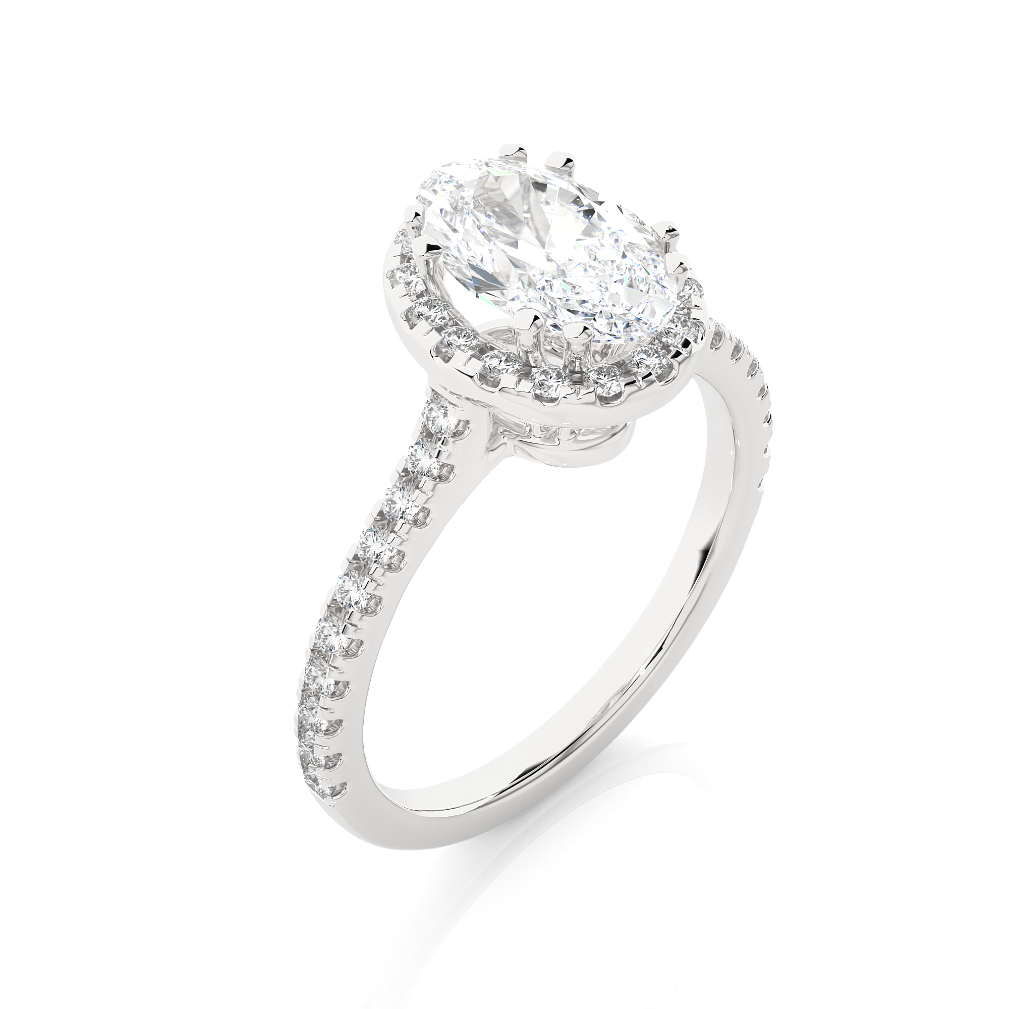Oval Lab Grown Diamond Halo Engagement Ring