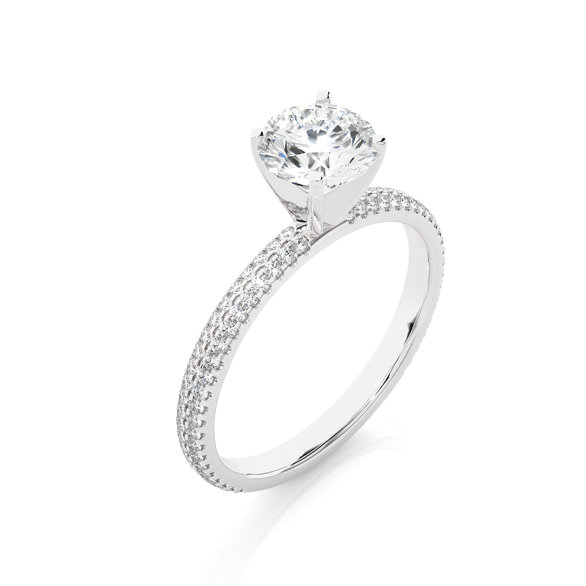 Round Lab Grown Diamond Pave Engagement Ring