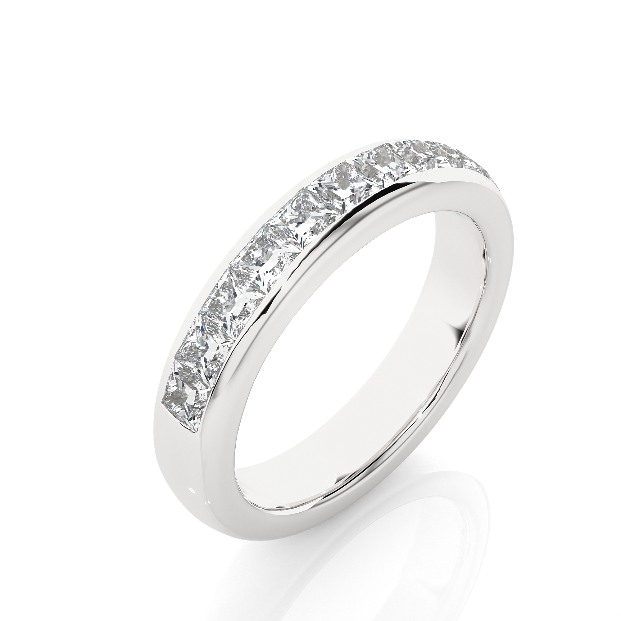 Channel Set Princess Cut Lab Grown Diamond Eternity Band