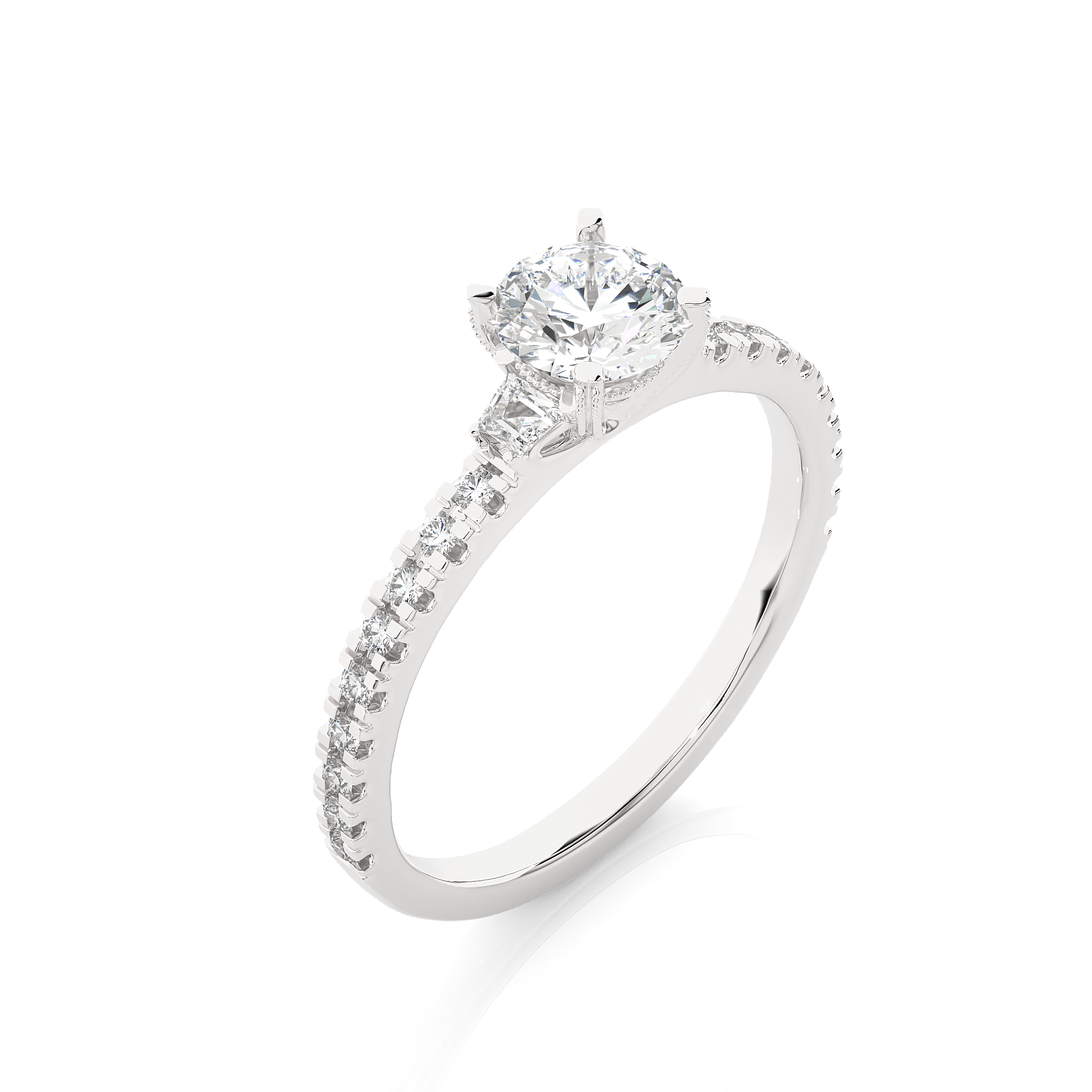 Three Stone Lab Grown Diamond Pavé Engagement Ring