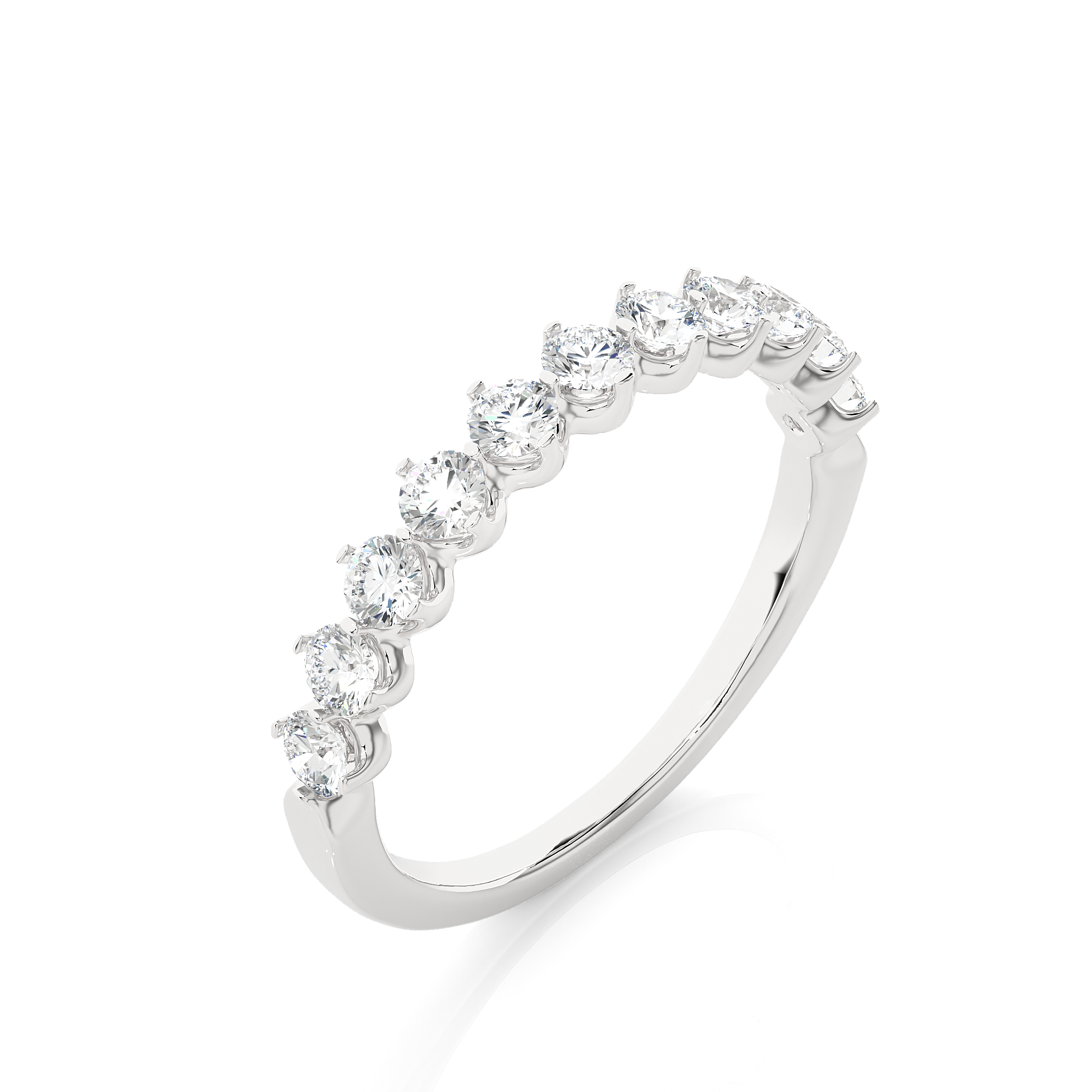 Round Cut Lab Grown Diamond Half Eternity Ring