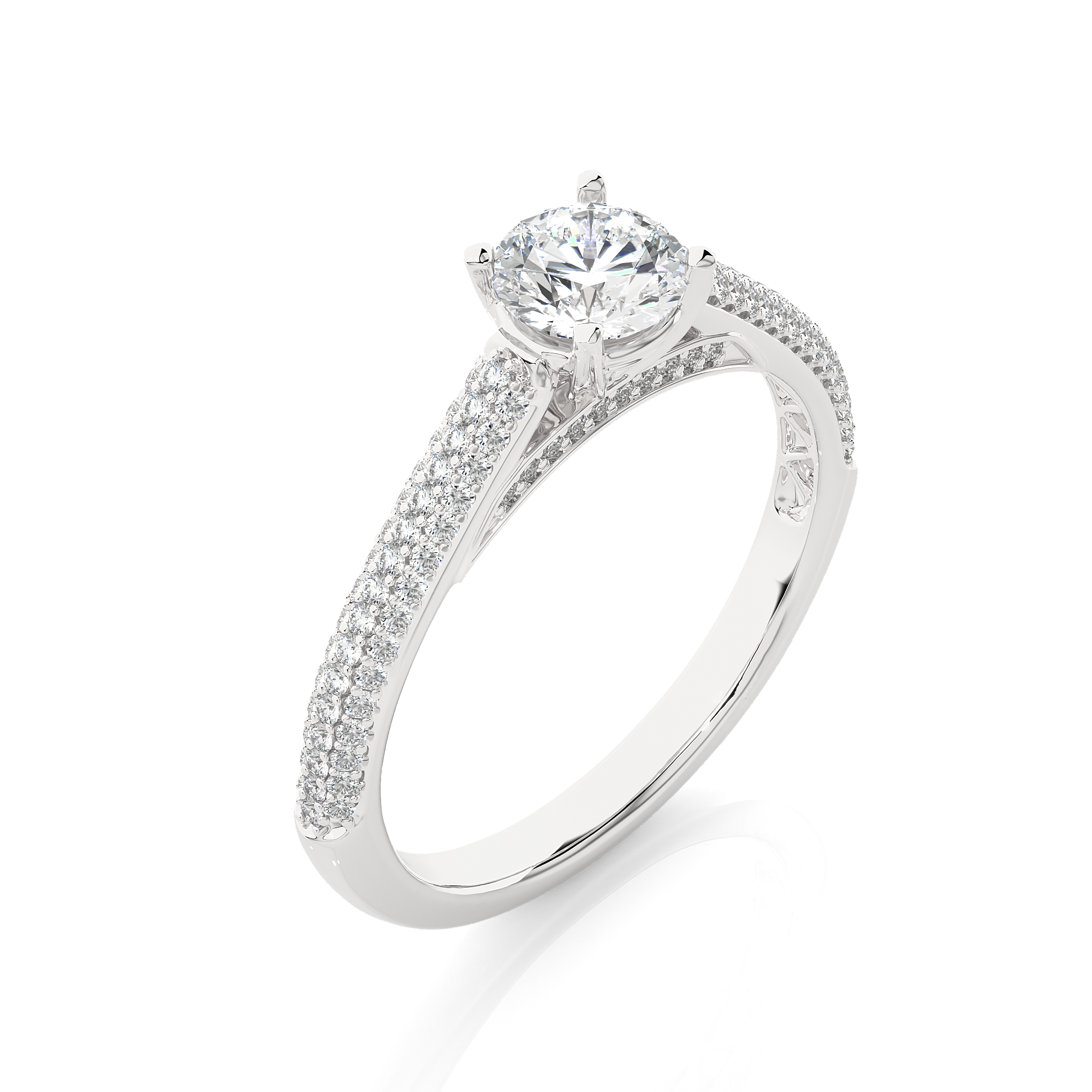 Round Lab Grown Diamond Double Pave Engagement Ring