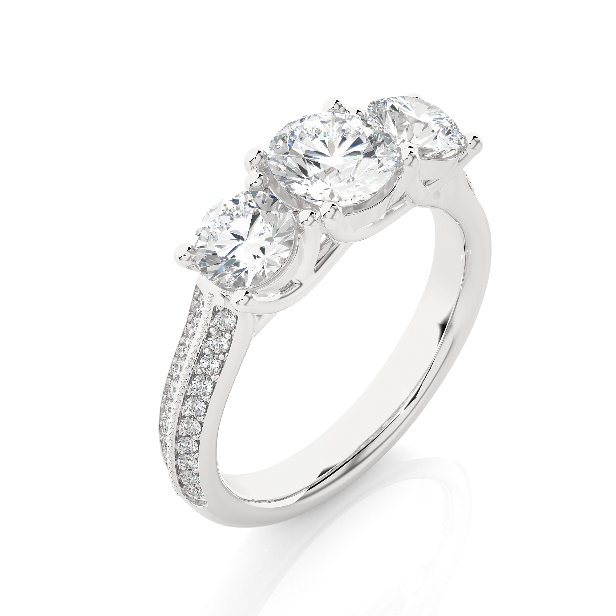 Round Three Stone Lab Grown Diamond Ring