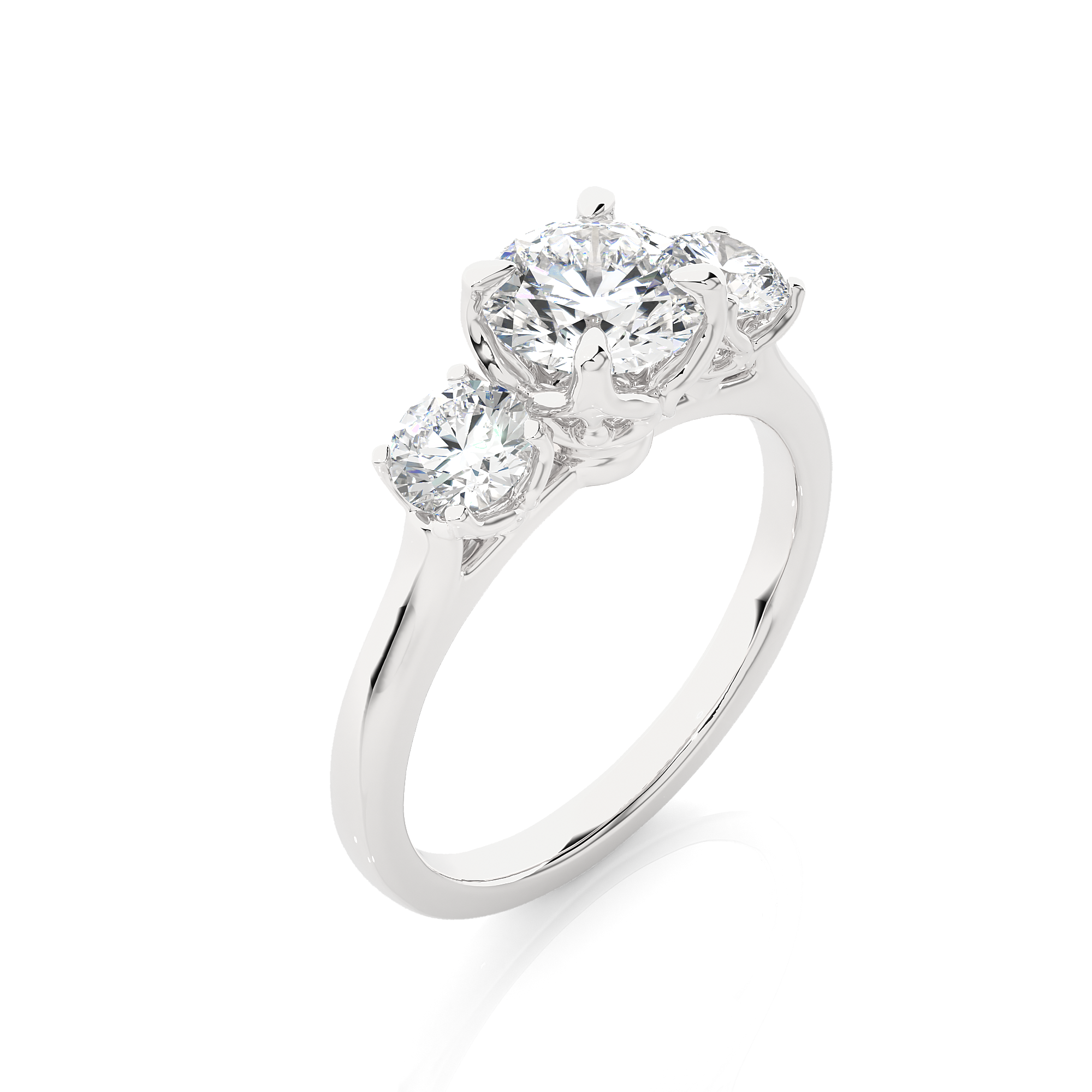 Round Diamond Three Stone Engagement Ring