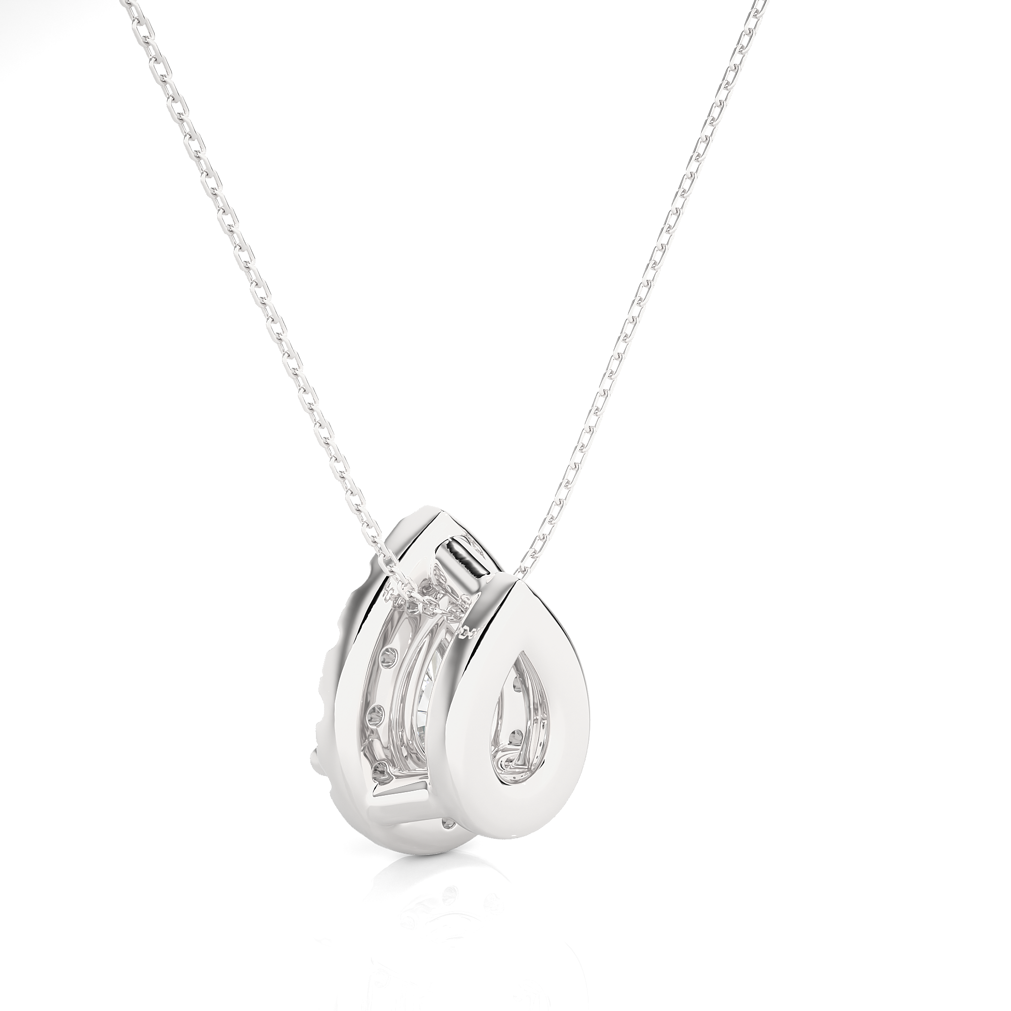 Pear Cut Lab Diamond Halo Pendant Necklace