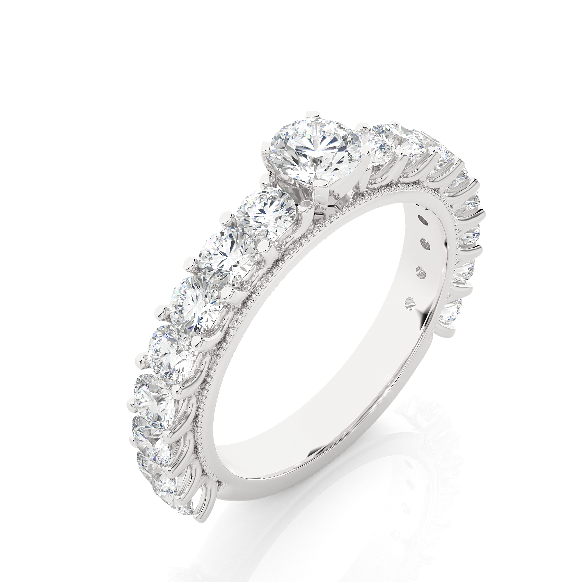 Round Cut Lab Grown Diamond Half Eternity Band