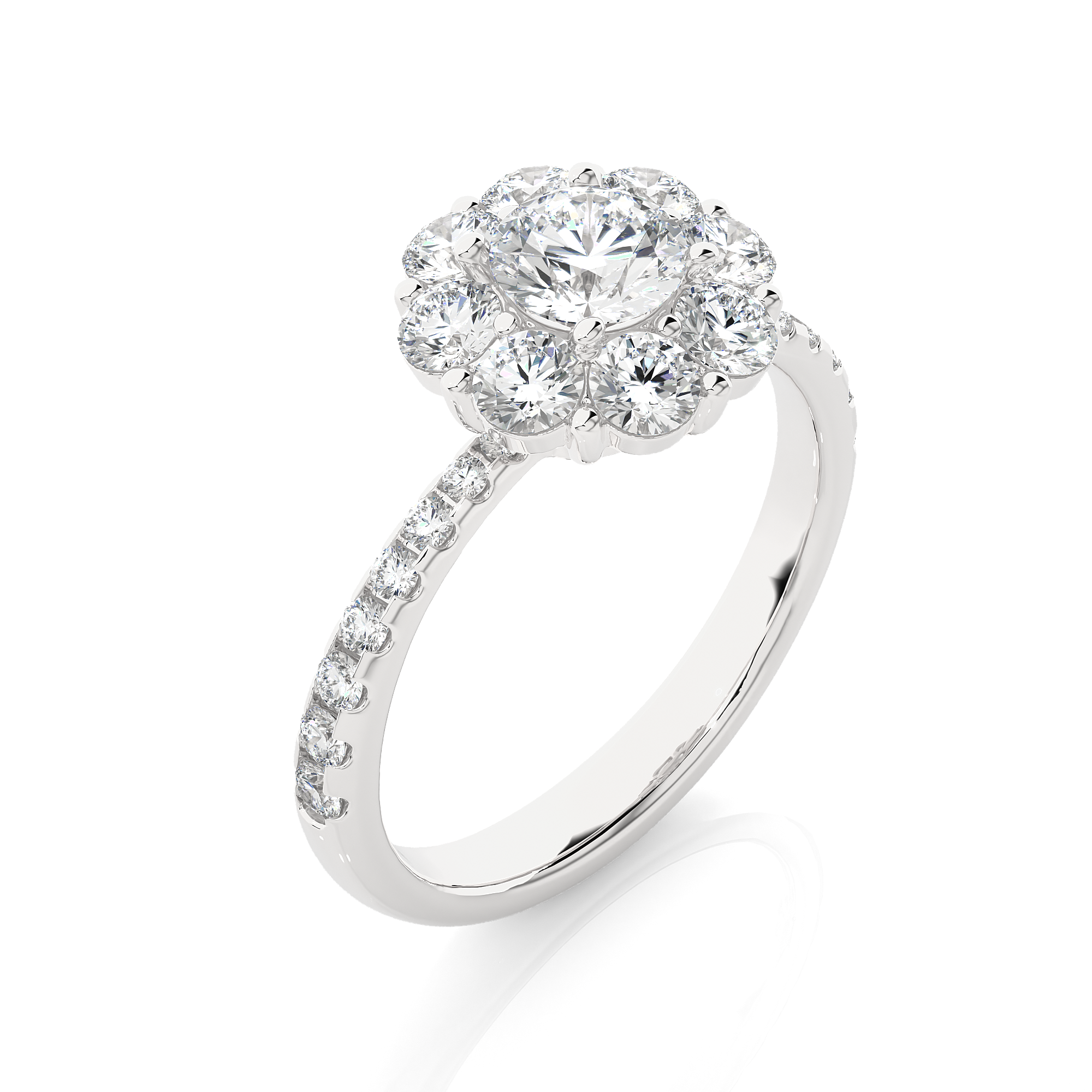Round Lab Grown Diamond Cluster Engagement Ring