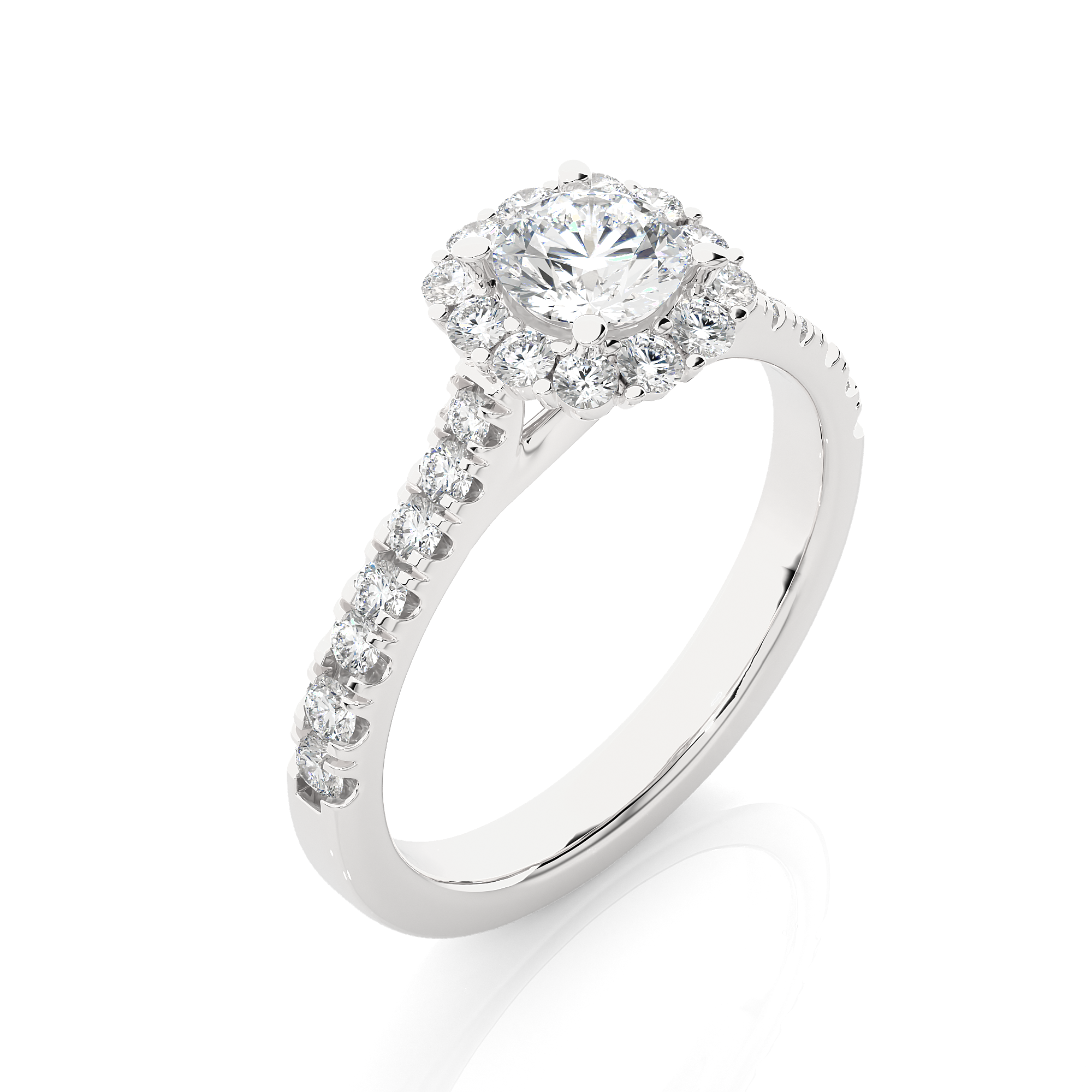 Round Lab Diamond Halo Engagement Ring