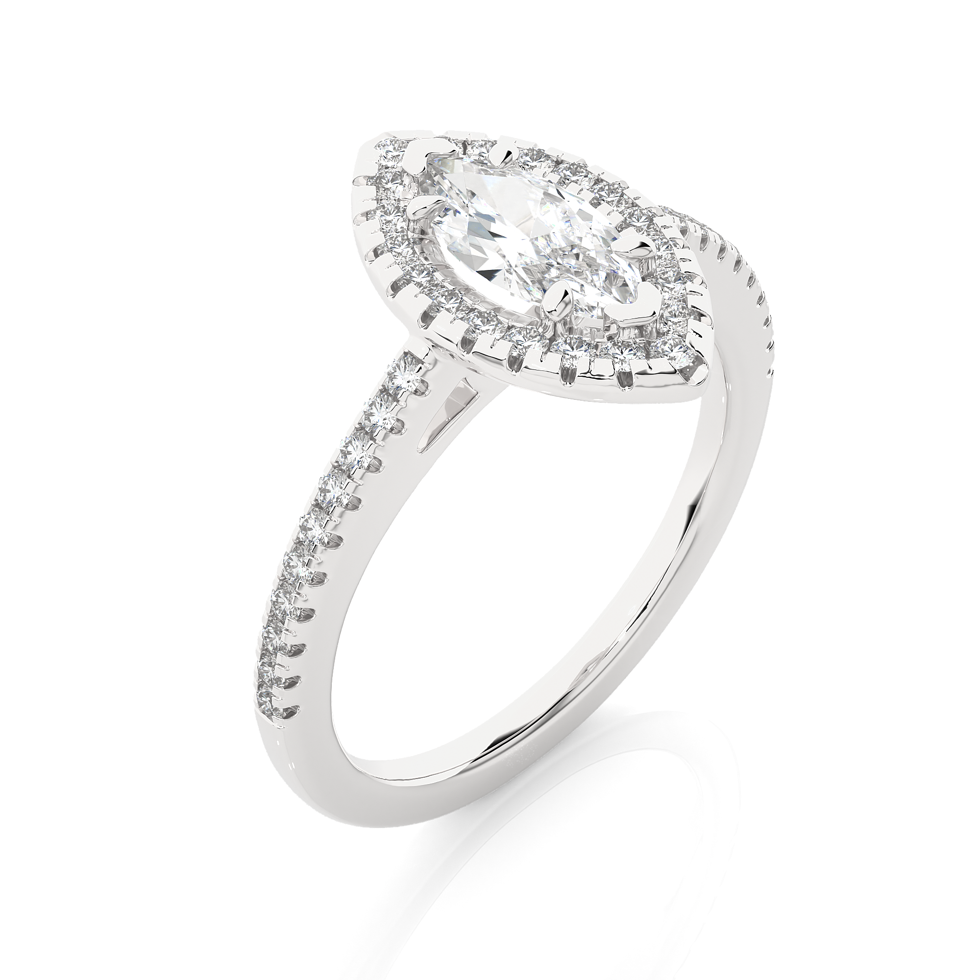 Marquise Lab Grown Diamond Halo Engagement Ring