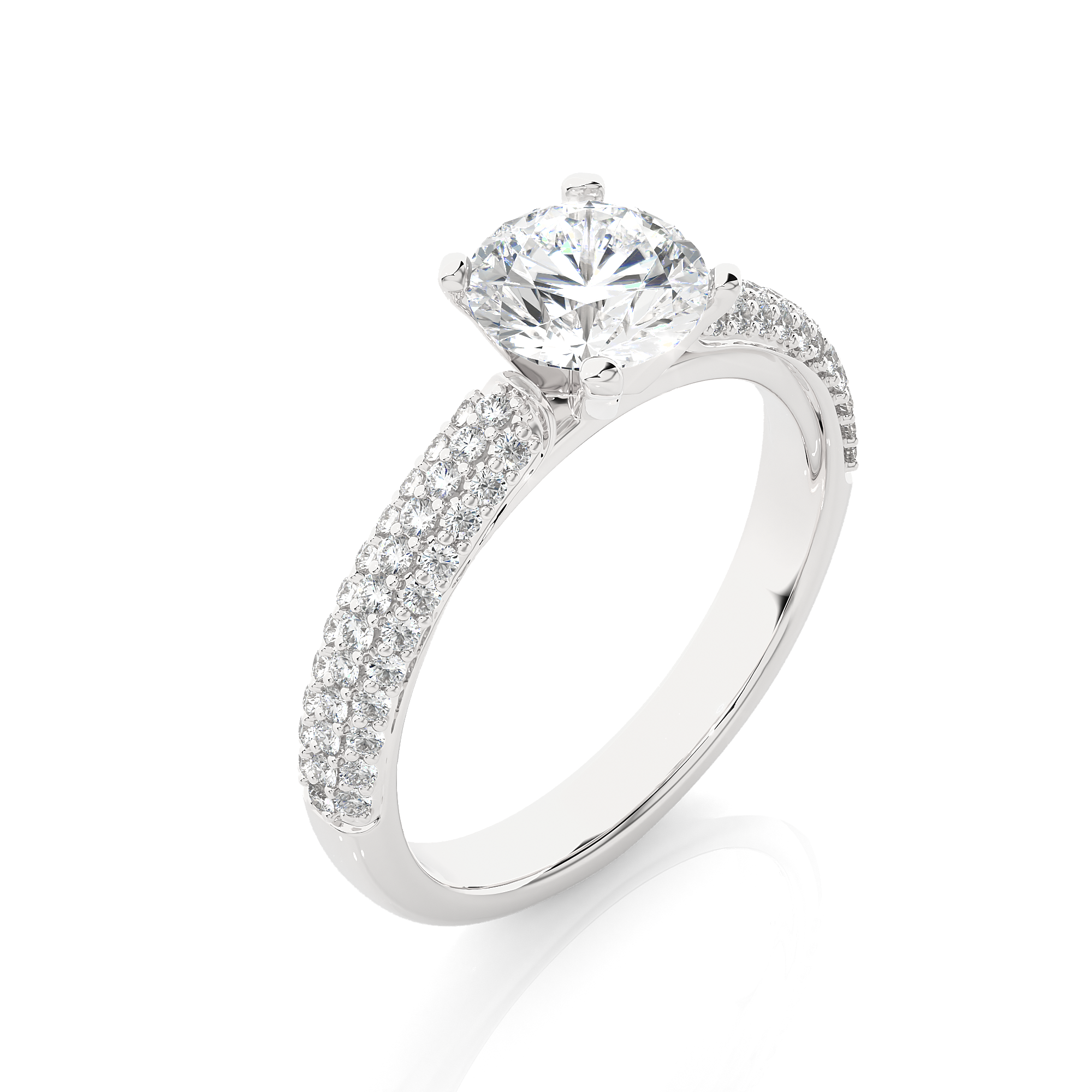 Round Lab Grown Diamond Pave Engagement Ring