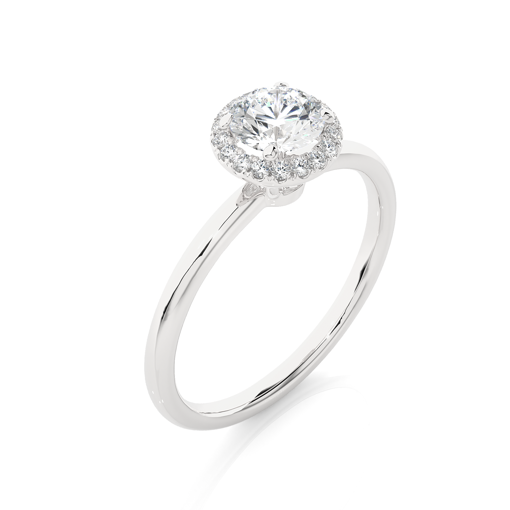 Classic Round Lab Grown Diamond Halo Engagement Ring