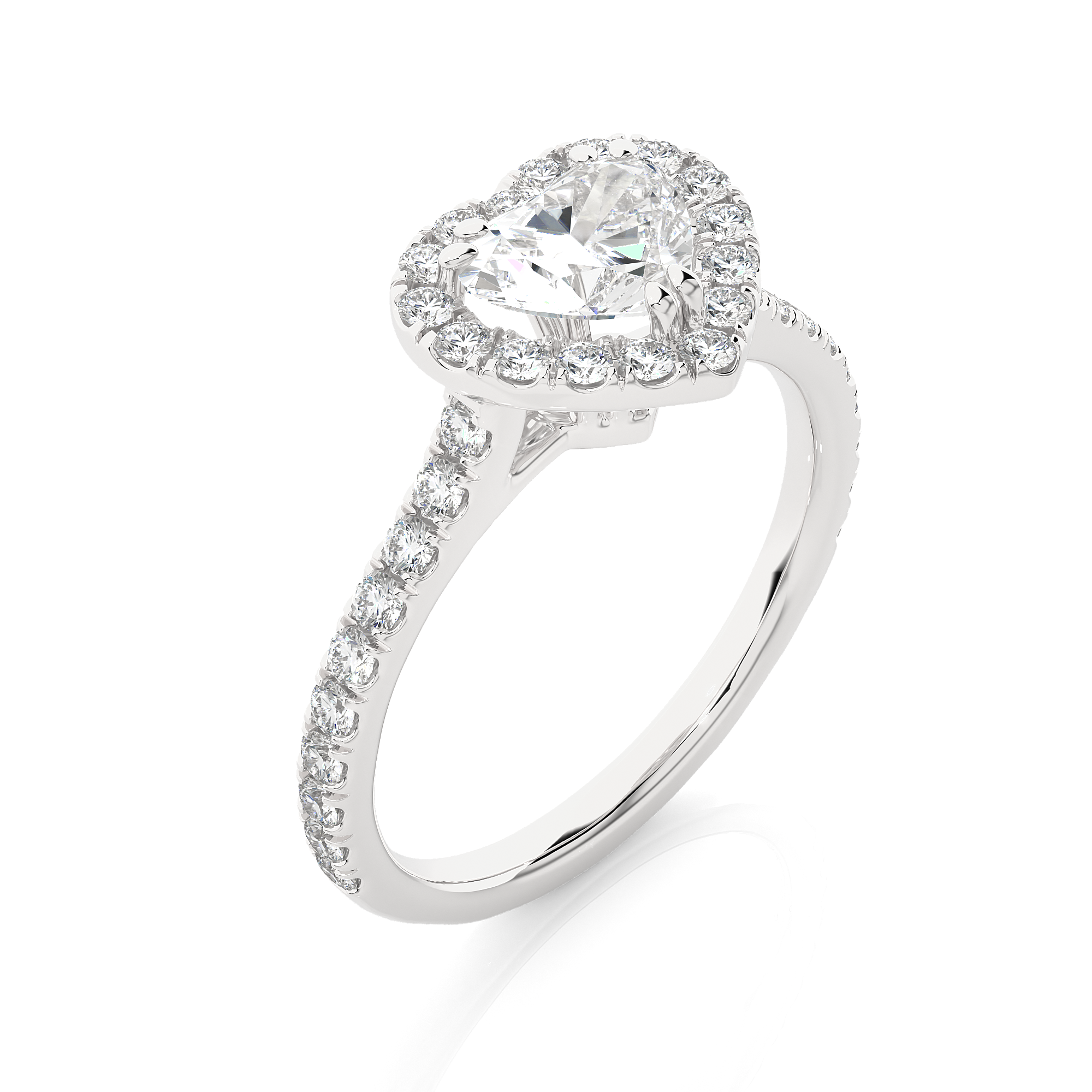 Heart Shape Lab Grown Diamond Halo Engagement Ring