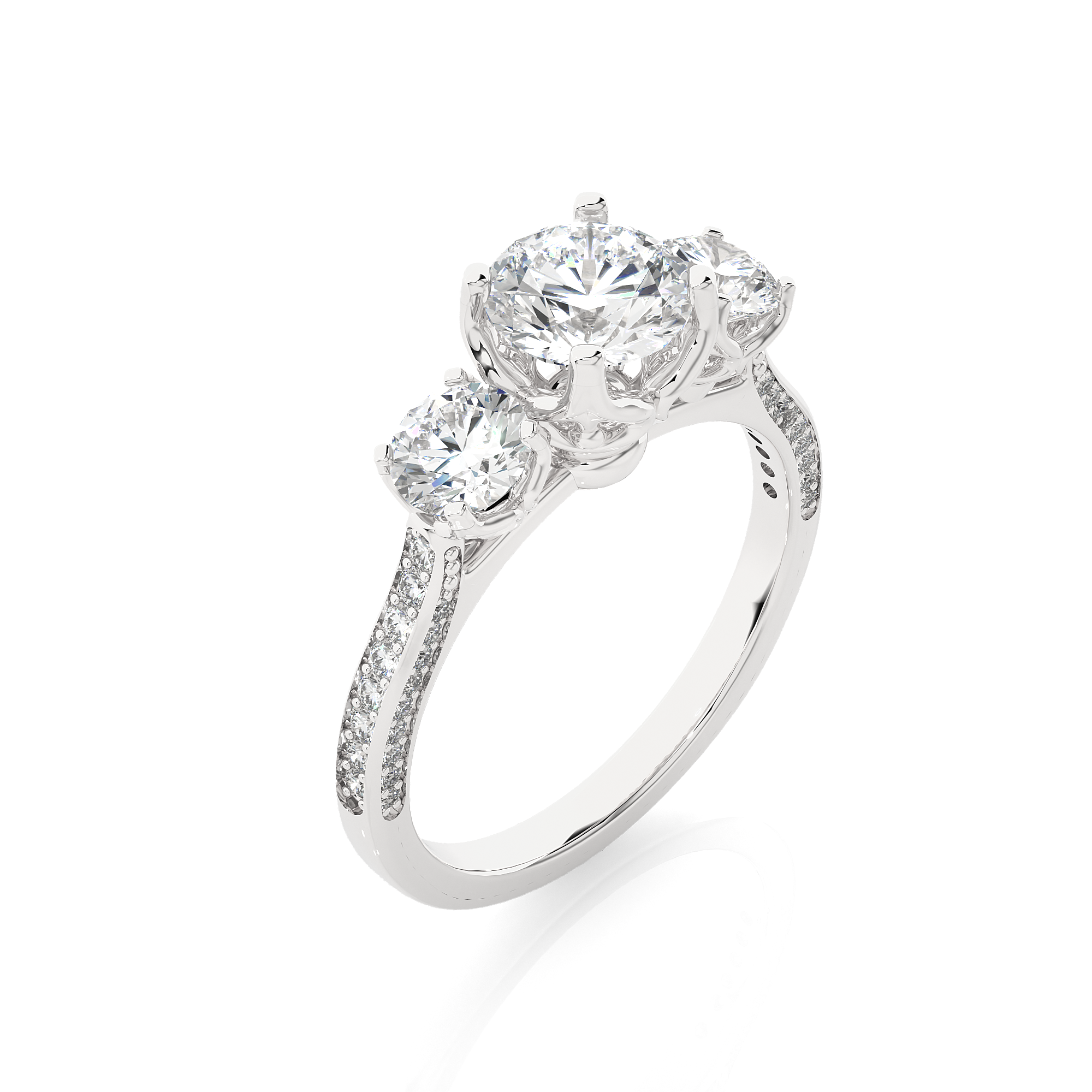 Lab Grown Diamond Three Stone Engagement Ring