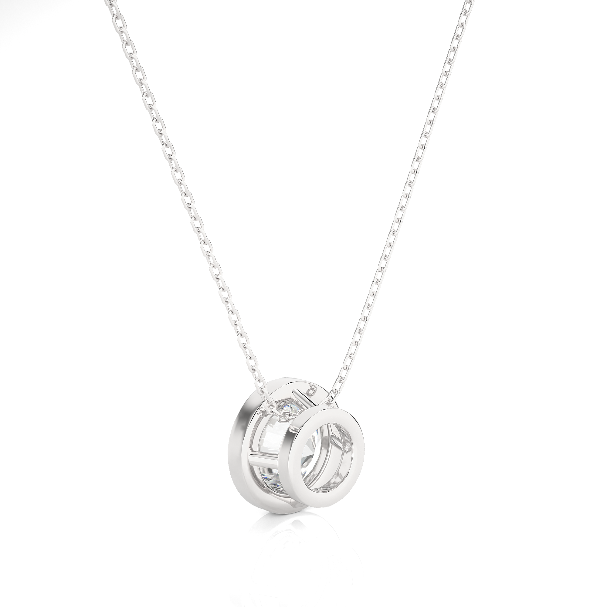 Bezel Set Round Cut Lab Grown Diamond Necklace