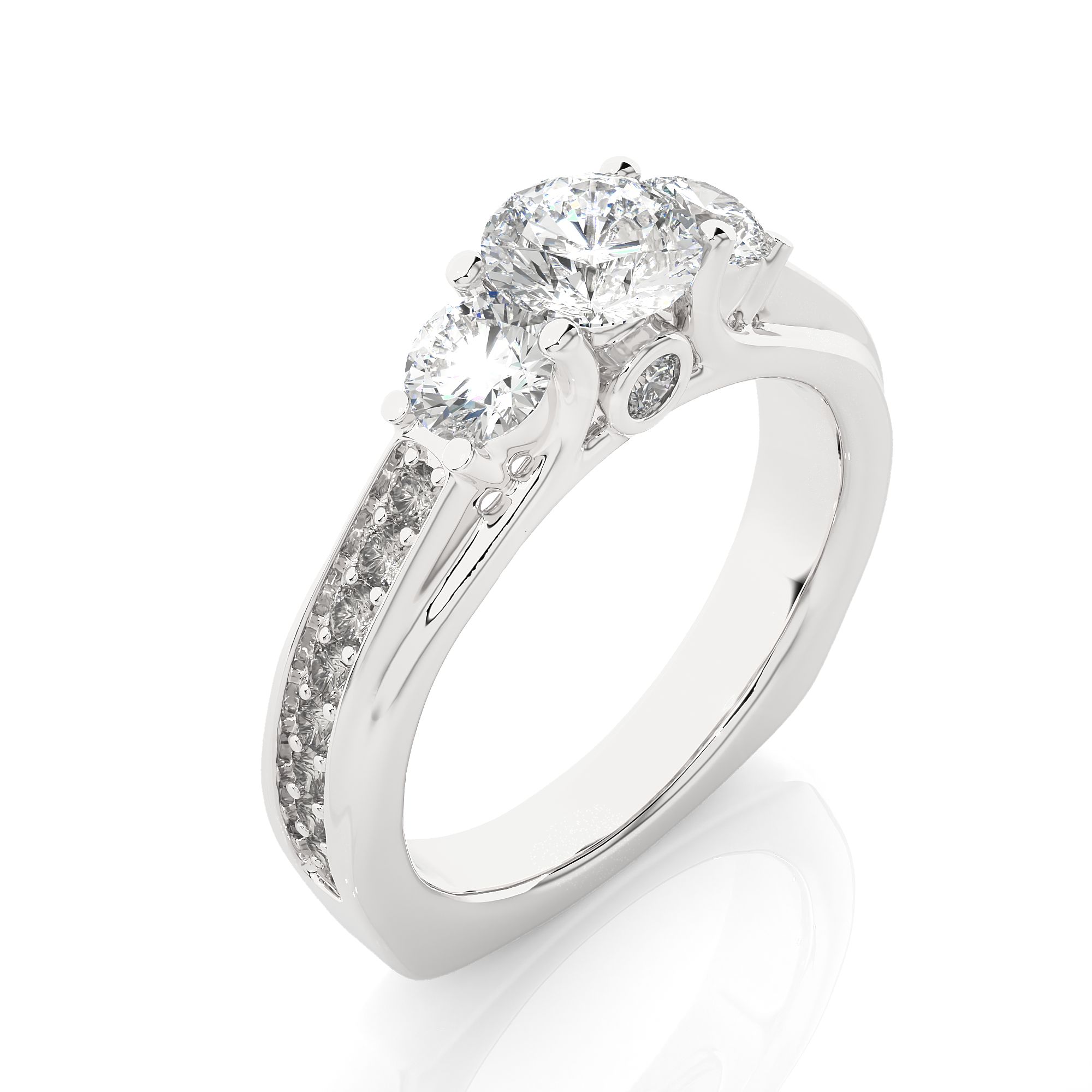 Three Stone Lab Grown Diamond Engagement Ring