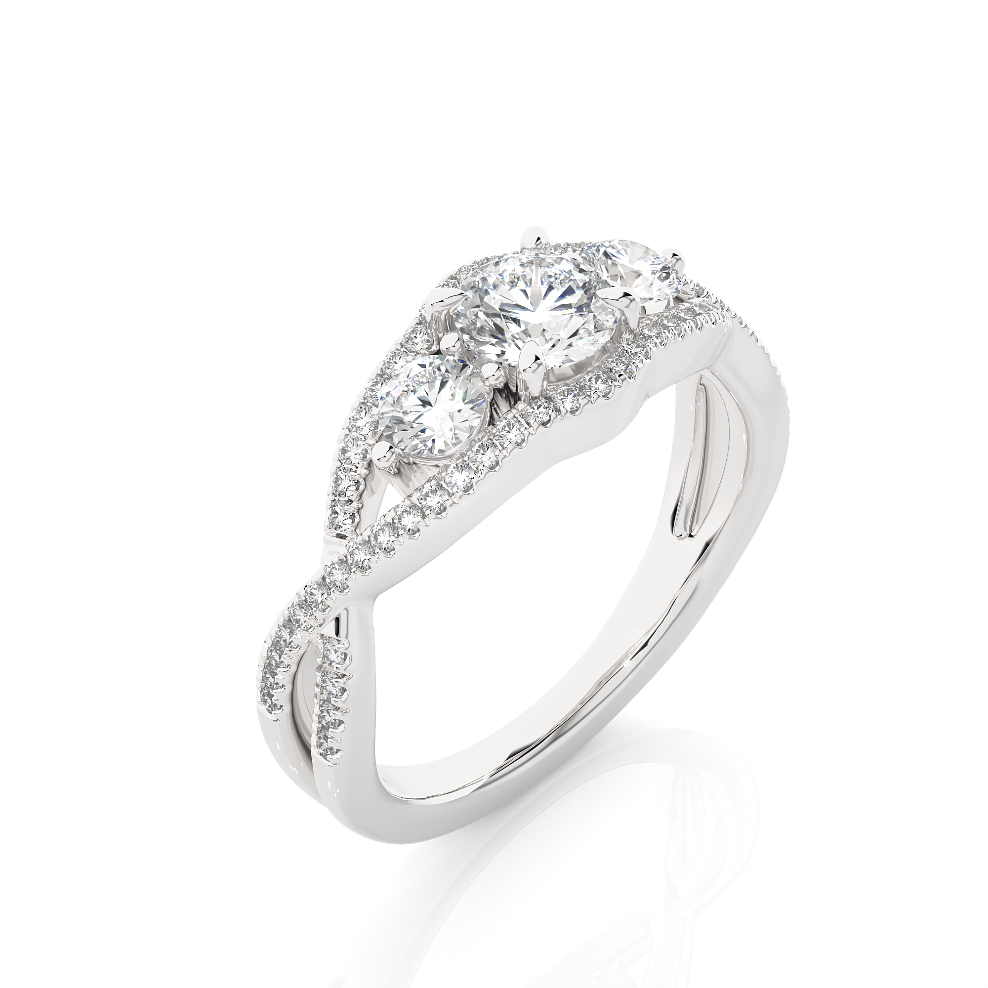 Vintage Style Lab Grown Diamond Three Stone Ring
