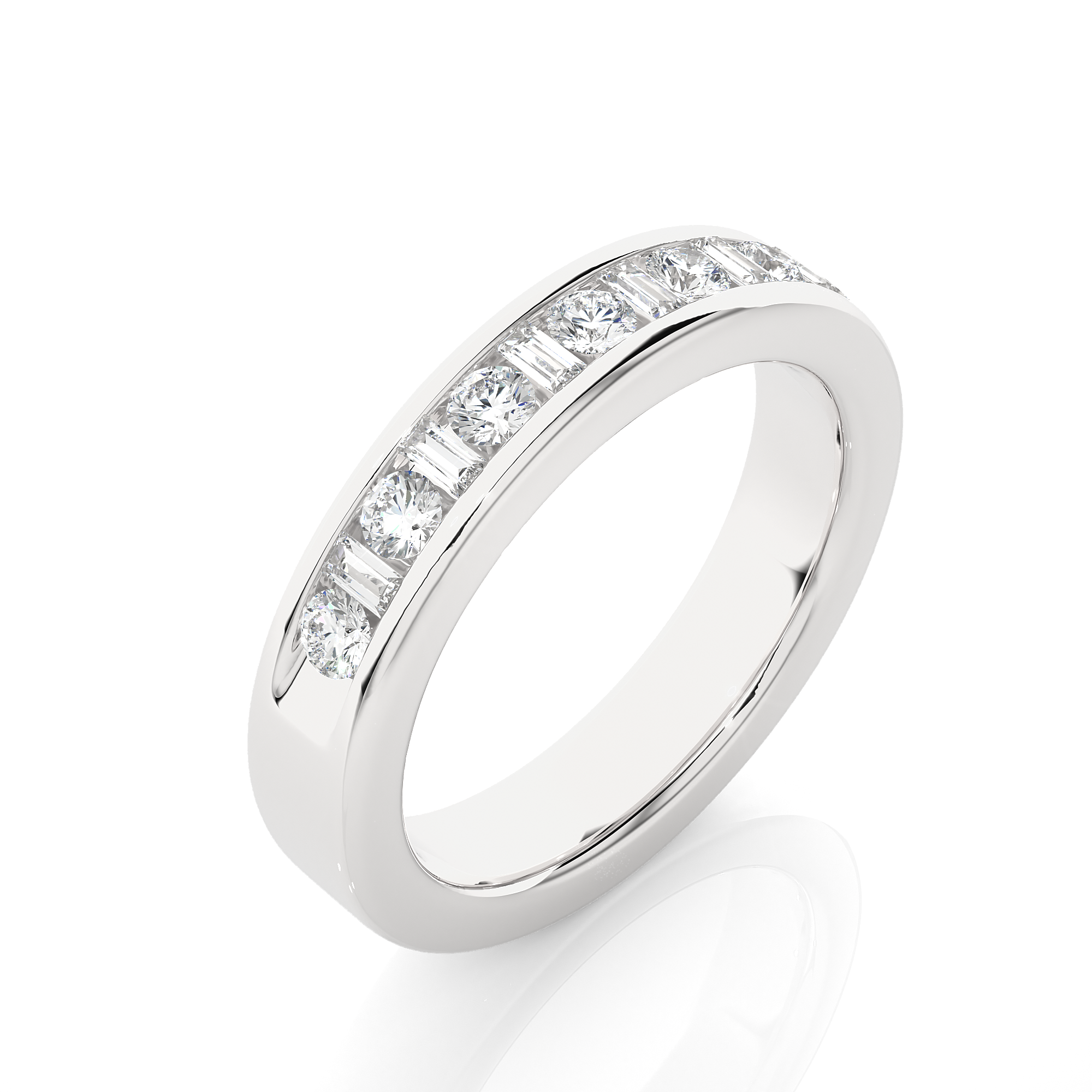 Round and Baguette Cut Lab Grown Diamond Eternity Ring