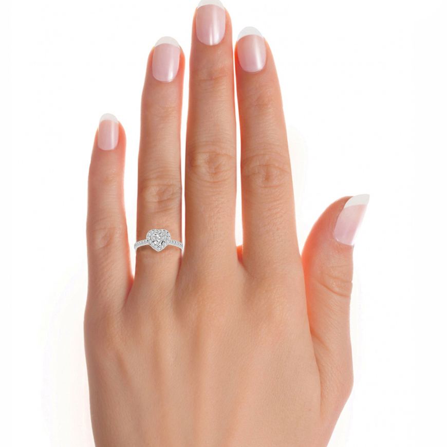 Heart Shape Lab Grown Diamond Halo Engagement Ring