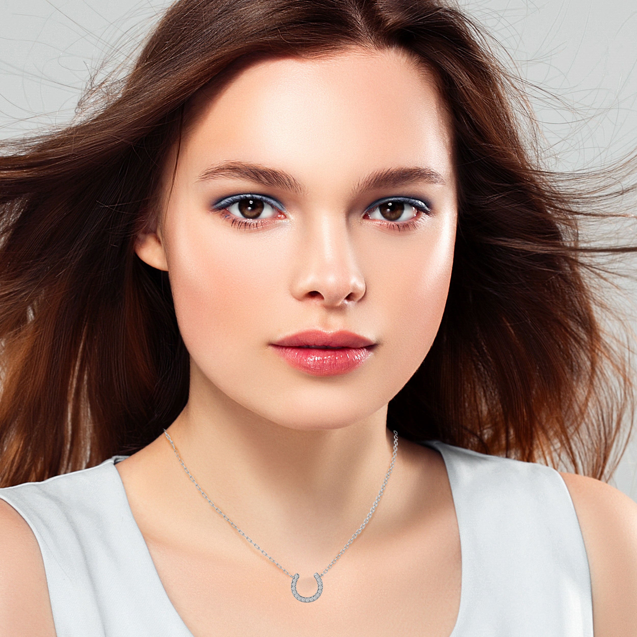 Lucky Horseshoe Lab Diamond Gold Necklace